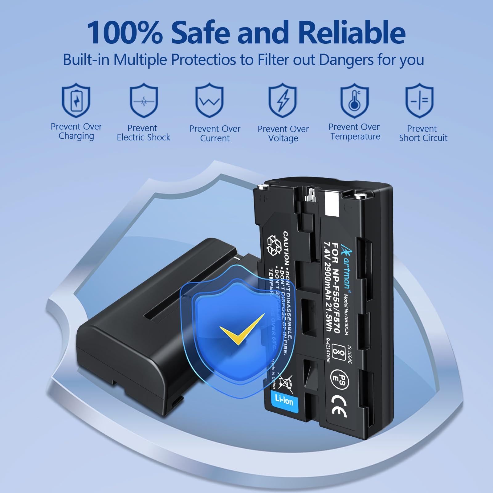 Artman Np F550 Battery And Dual Usb Charger For Sony Np F970 F750 F550 F330 F530 F570 F770 F960, Ccd Sc55, Tr516 Tr716 Tr818 Tr9