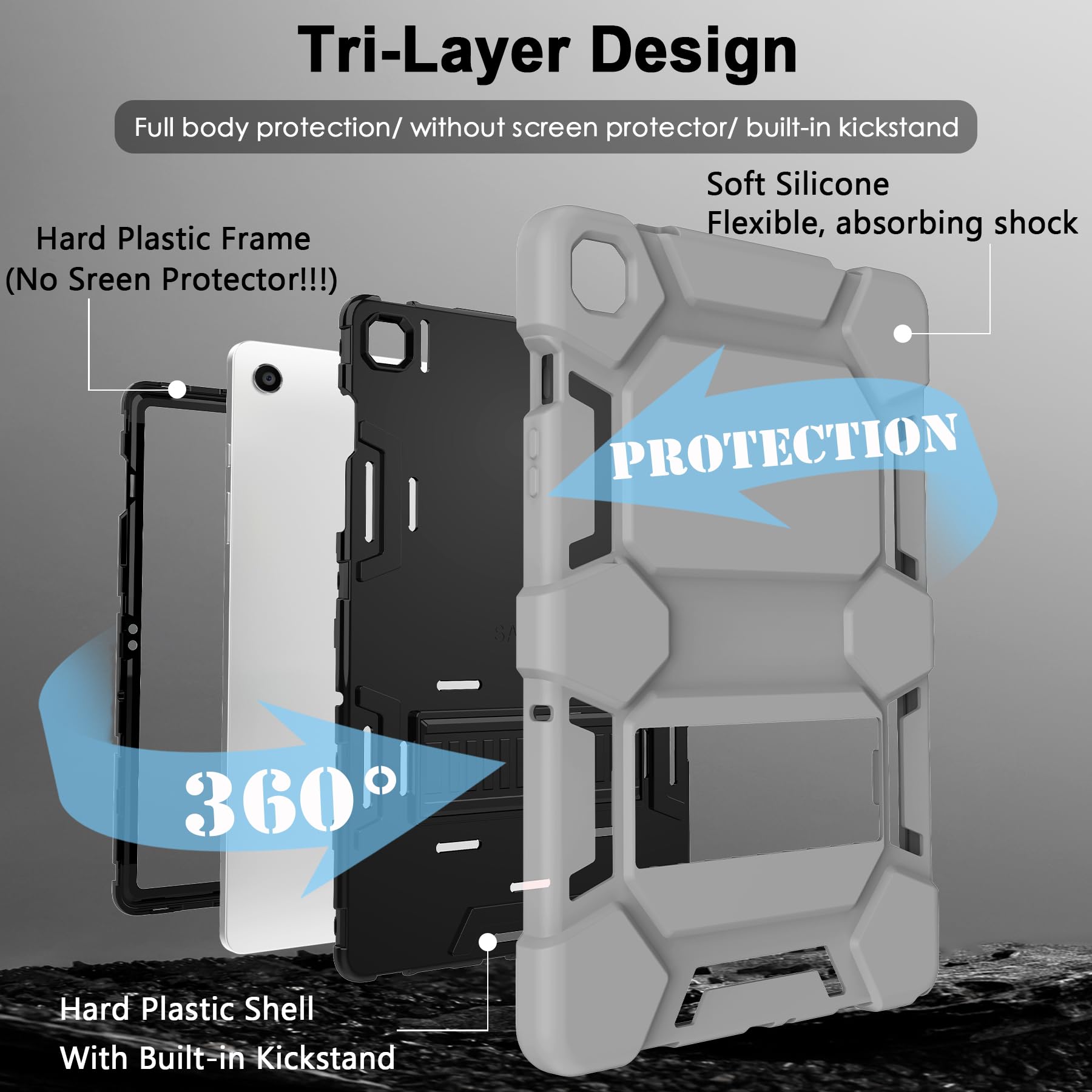 Ccmao Case For Samsung Galaxy Tab A9+ 11   (Sm X210/X216/X218), Heavy Duty Shockproof Hard Hybrid Three Layer Protective Cover W