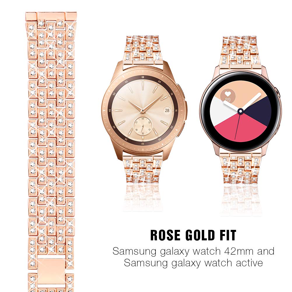 Dsytom Compatible With Samsung Galaxy Watch 42Mm Band Women+ Bezel, 20Mm Jewelry Watchband & Bezel Ring Cover Diamond Strap Brac