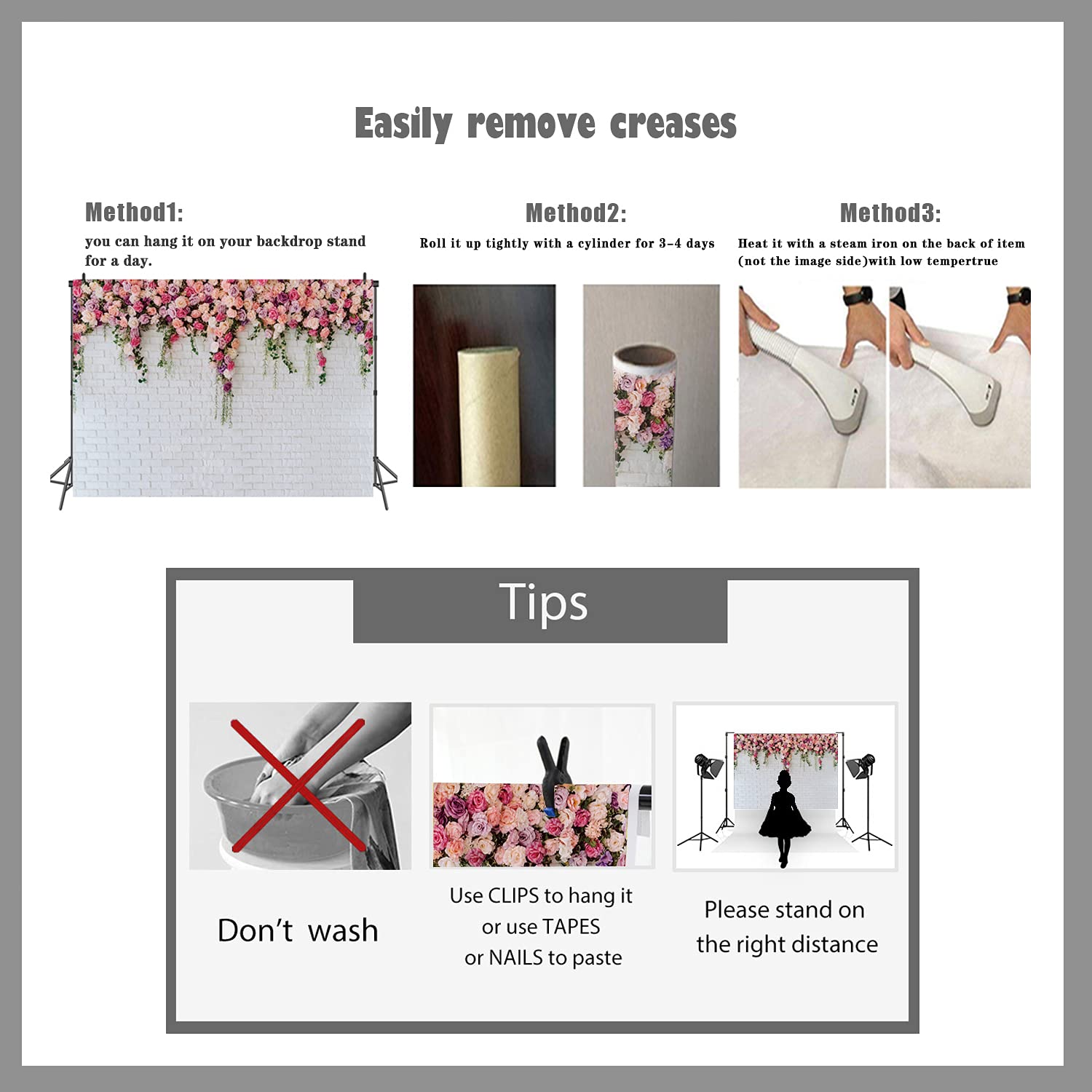 Ltlyh 10X10Ft White Brick Wall Flowers Background Spring Theme Photography Backdrop For Mother'S Day Valentine Wedding Bridal Ba