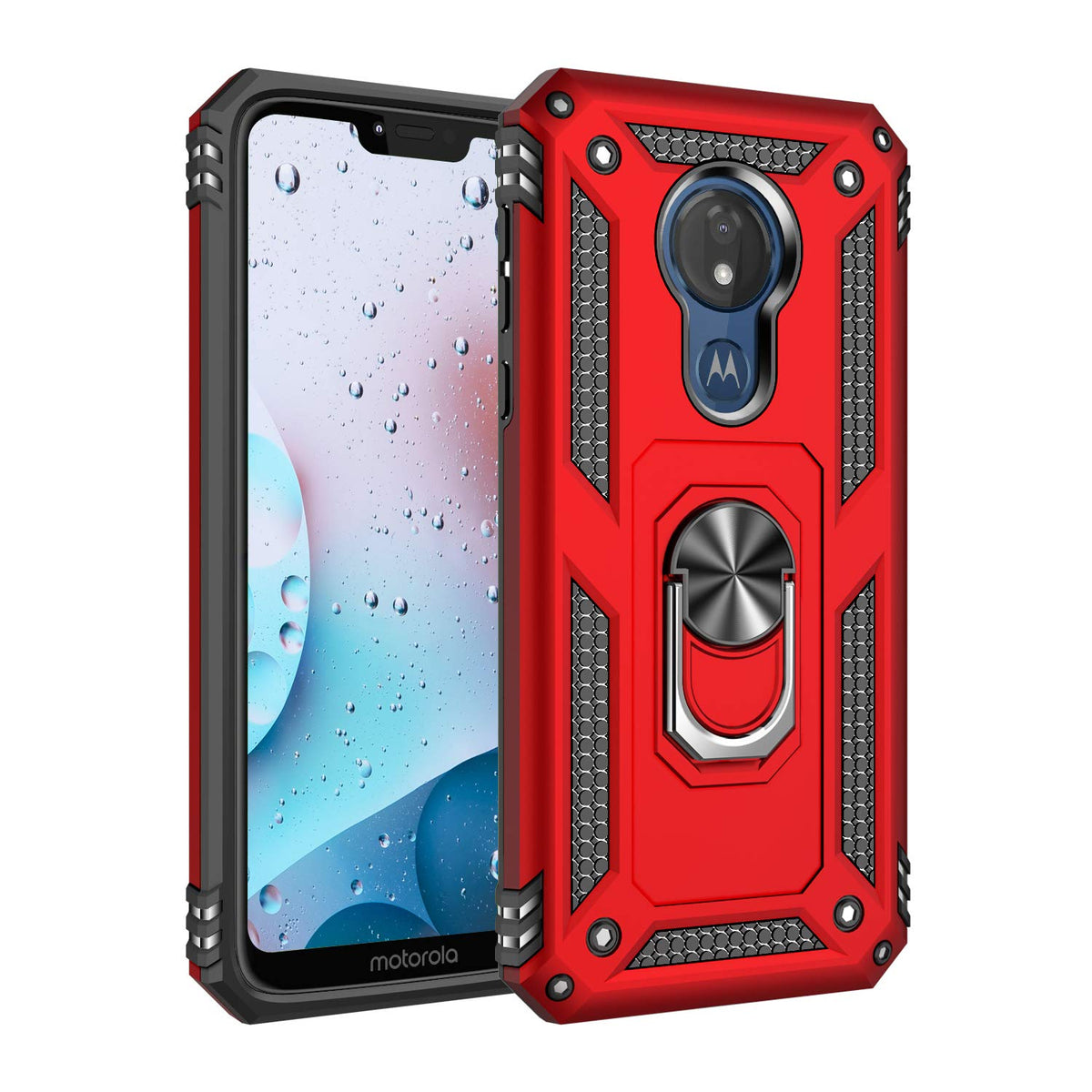 Meifei Moto G7 Power Case, Moto G7 Supra Case, Moto G7 Optimo Maxx Case Red