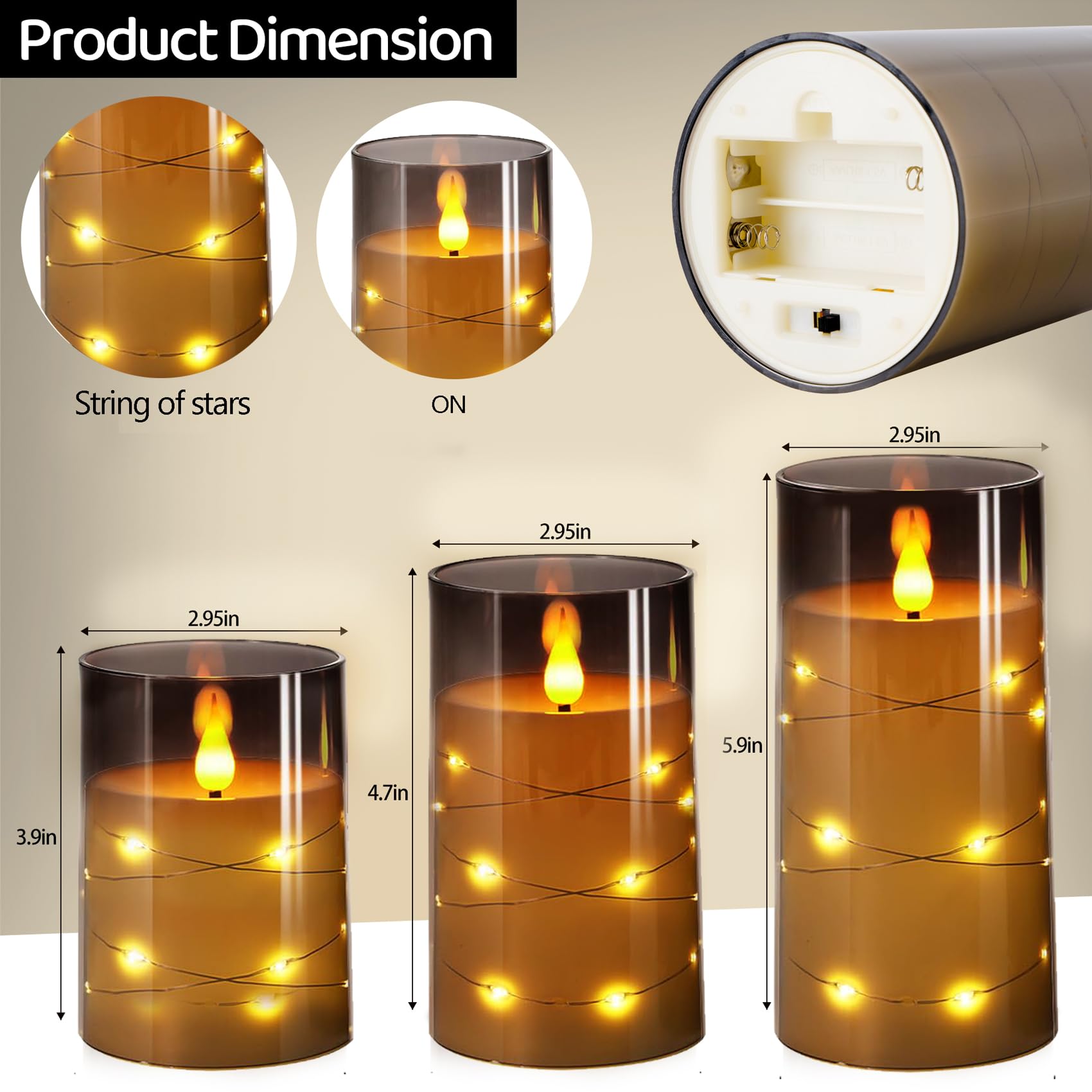 Flameless Led Candle With Timer, Flickering Battery Powered Candle, Built In Starlight Fairy Lamp, Romantic Atmosphere And Home