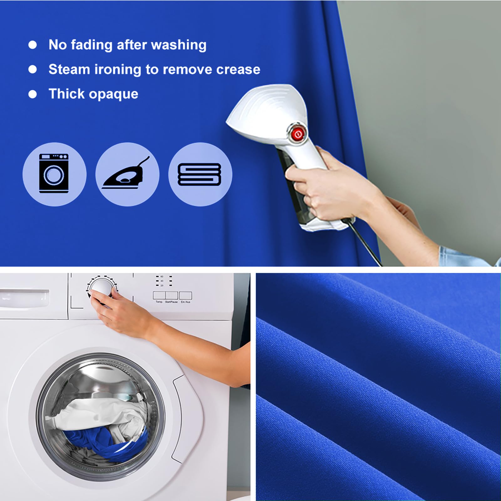 10X12Ft Royal Blue Screen Backdrop For Photography, Large Seamless Polyester Fabric Royal Blue Photo Backdrop Curtain For Portra