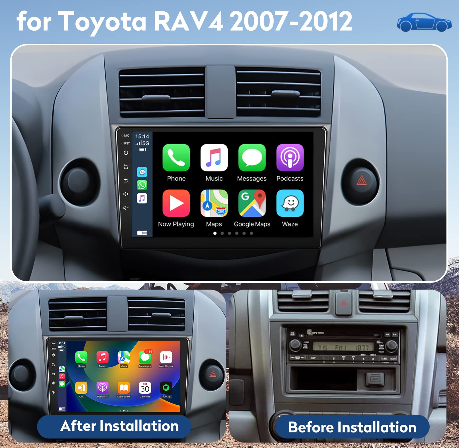 Car Stereo Radio For Toyota Rav4 2006 2007 2008 2009 2010 2011 2012 With Apple Carplay Android Auto 9 Inch Touch Screen Radio Wi