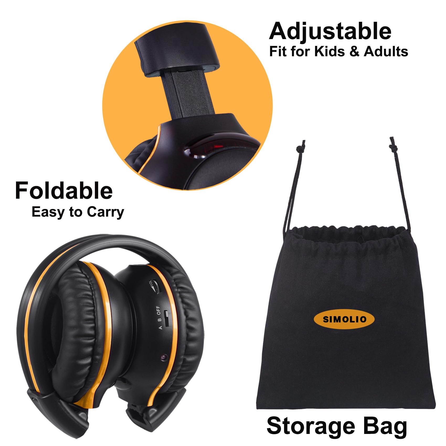 Simolio Folding Ir Dvd Headphones For Journey, Acadia, Pi Lot, Pathfinder, Titan, Quest, Explorer, Flex, Enclave, Sequoia, Sedon