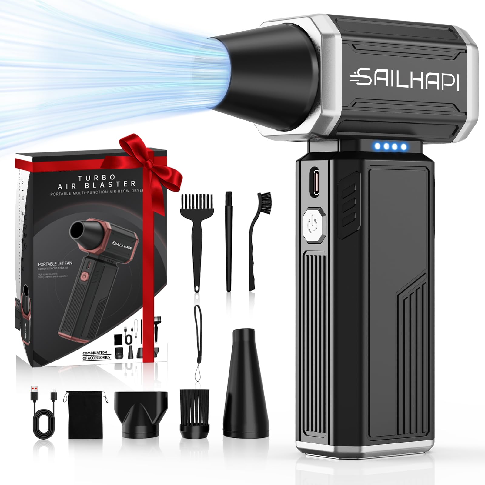 SAILHAPI Compressed Air Duster 300000RPM, Cordless Electric Office Duster Brushless Motor Replace Canned Air, Rechargeable Durab