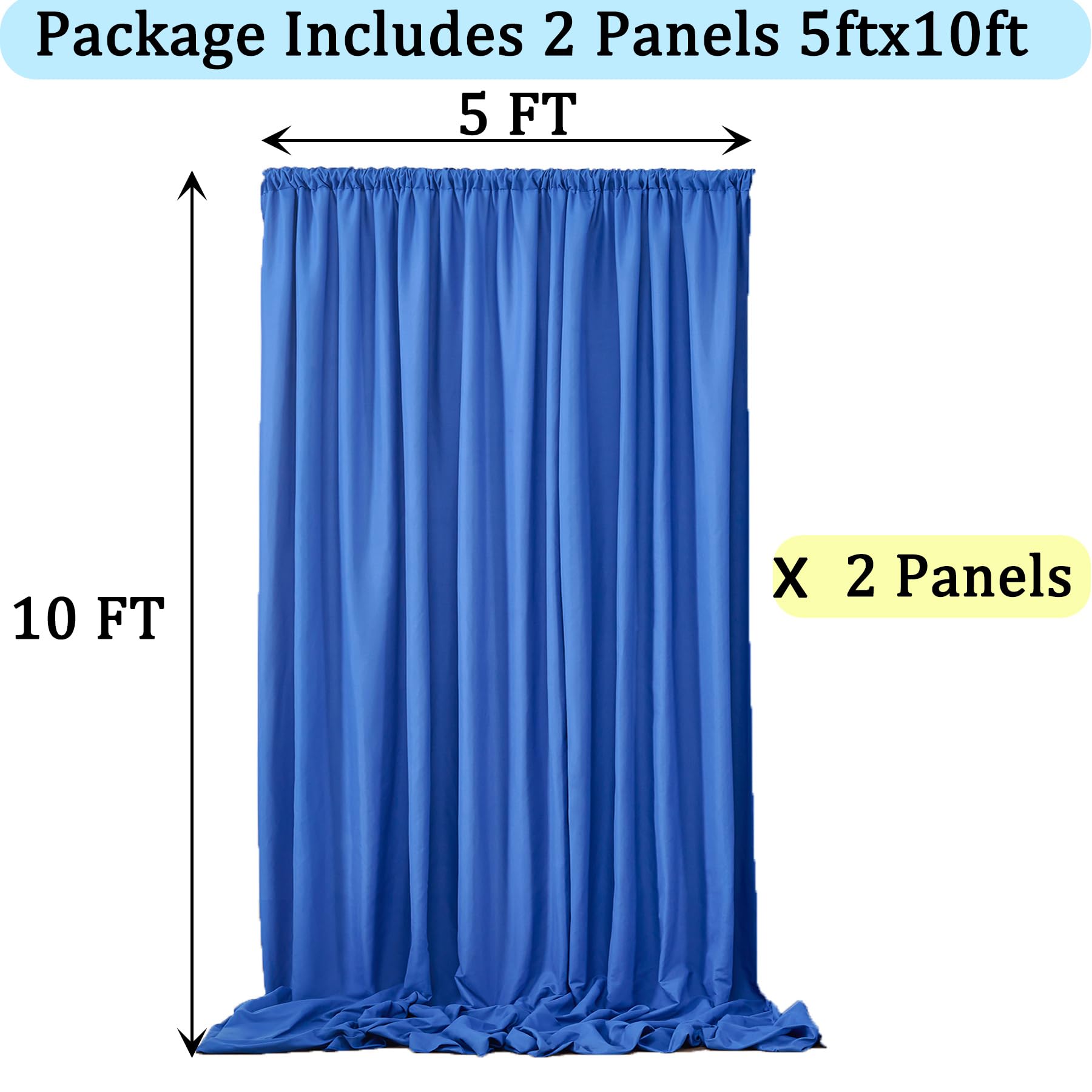Htper 10Ft X 10Ft Royal Blue Backdrop Curtain Panels For Parties, Thick Polyester Wedding Blue Photo Backdrop Drapes For Birthda