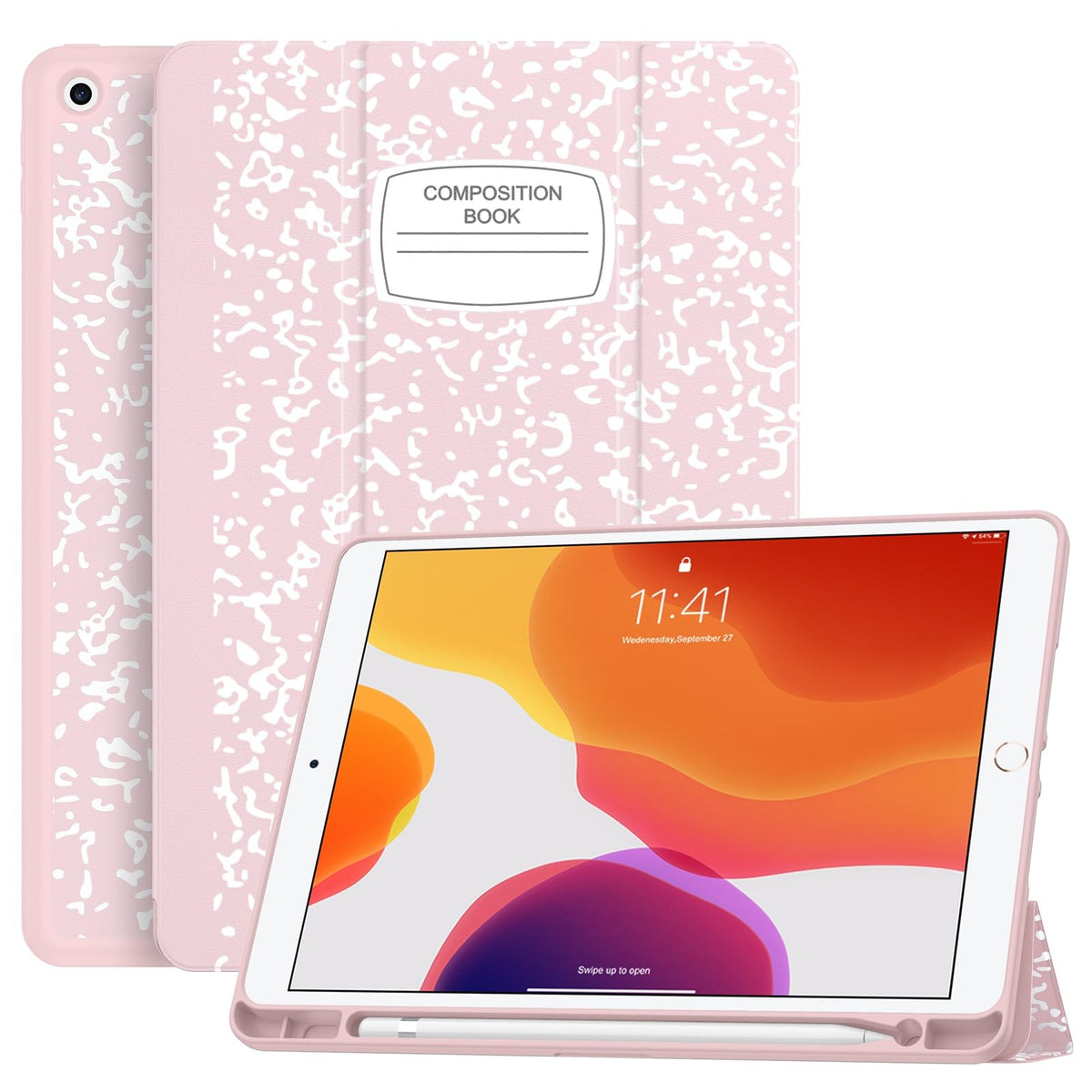 Soke For Ipad 10.2 Case With Pencil Holder For Ipad 9Th Generation 2021/8Th Gen 2020/7Th Gen 2019 Premium Shockproof Case With Soft Tpu Back Cover & Auto Sleep/Wake For Ipad 10.2 Inch,Book Pink