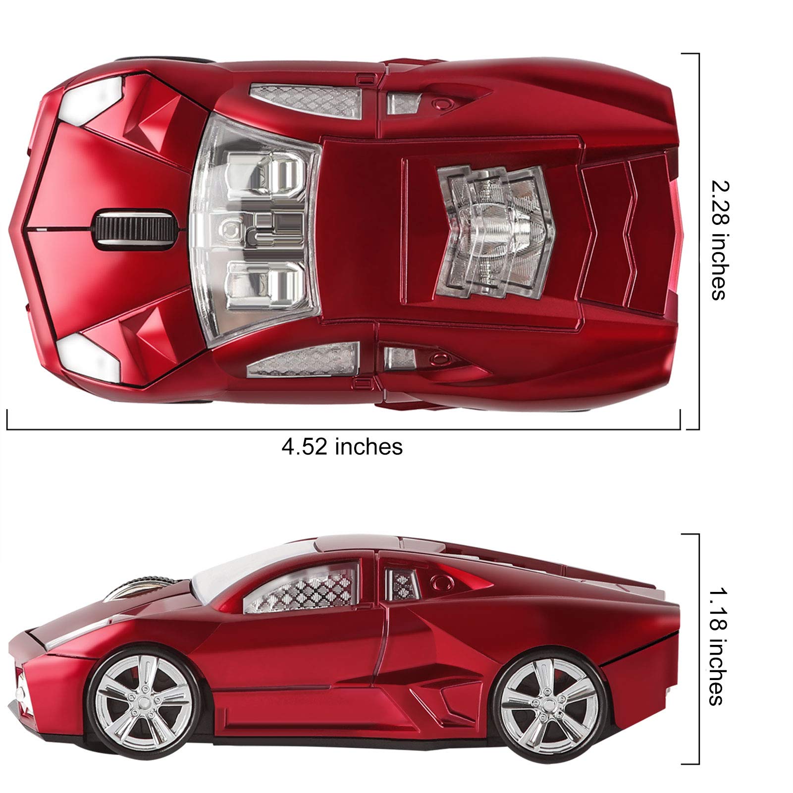 Chuyi Cool Sports Car Shaped Wireless Mouse 1600Dpi Cordless Optical Mice With Usb Receiver For Office School Home Travel, For P