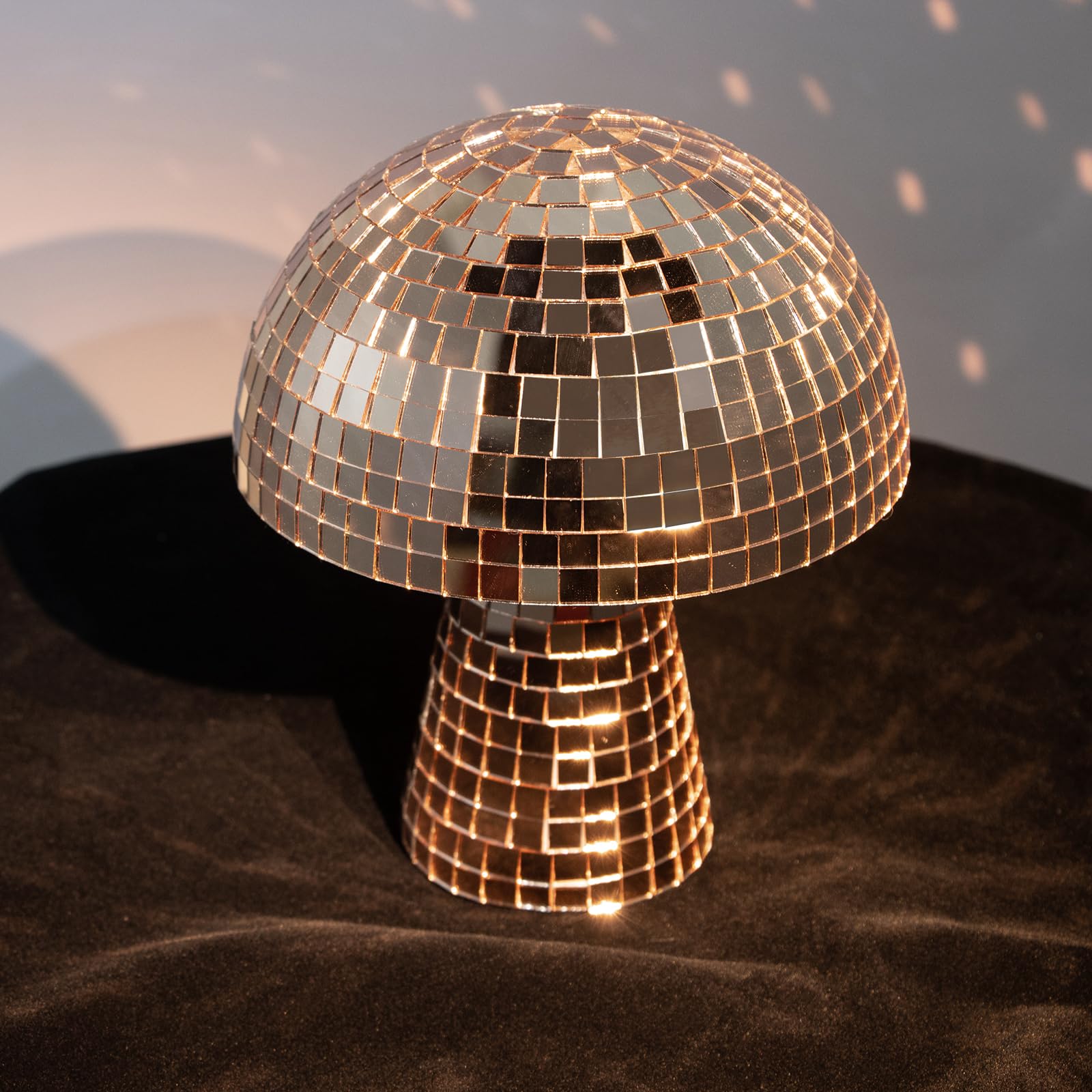 Hjandhj 7 Inch Rose Gold Mushroom Disco Ball, Mushroom Disco Ball Reflective Mirror Ball For Wedding Party Room Bar Decor