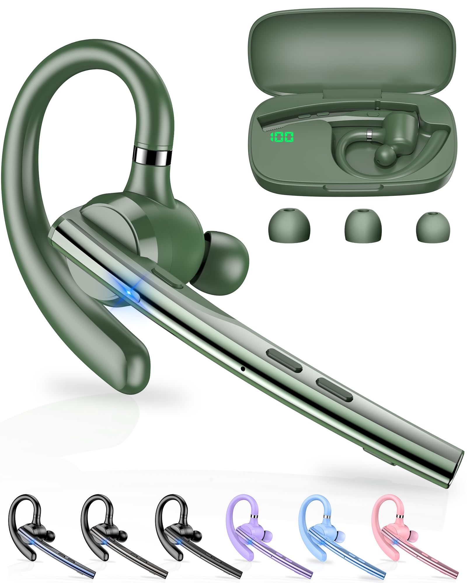 Bluetooth Headset,72H Work SingleEar Wireless Earpiece for Cell Phone Call
