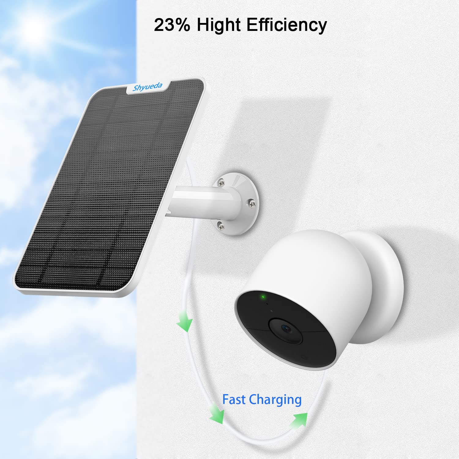 4W Solar Panel Charging Compatible With Google Nest Camera Outdoor & Indoor (Battery Version),Ip65 Weatherproof,Includes Secure