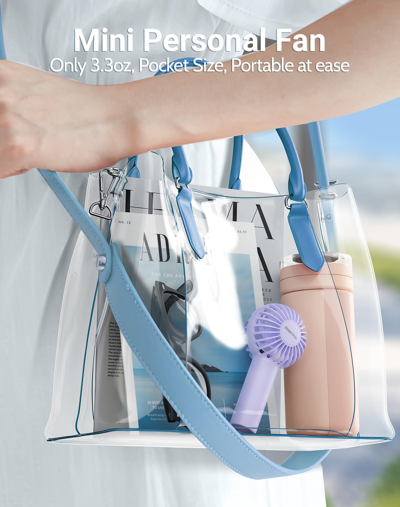 Sweetfull Mini Portable Fan Powerful Handheld Fan Rechargeable,3 Speeds Personal Small Hand Fan For Travel Makeup Eyelash Fan Fo