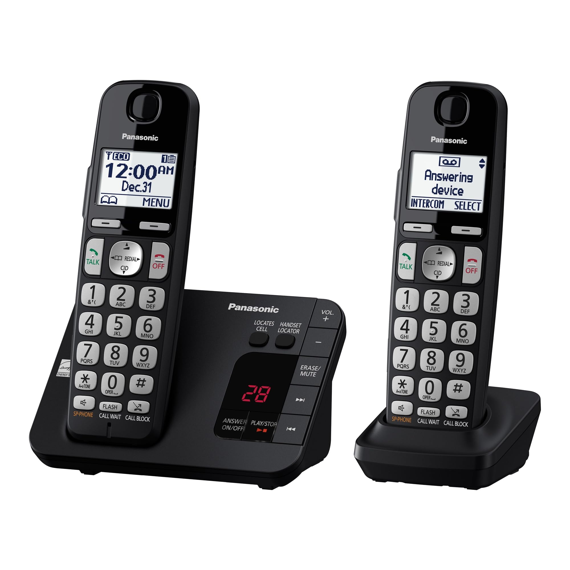 Panasonic Dect 6.0 Expandable Cordless Phone System With Answering Machine And Call Blocking   2 Handsets   Kx Tge432B (Black)