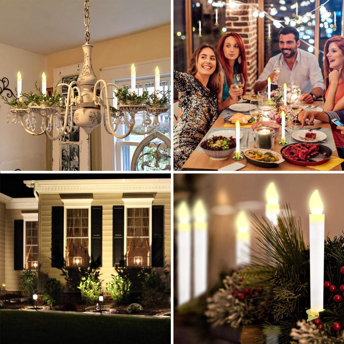 Kithouse 10 Set Christmas Window Candles Lights With Timer Battery Operated Electric Led Taper Candles Flameless For Windows, Go