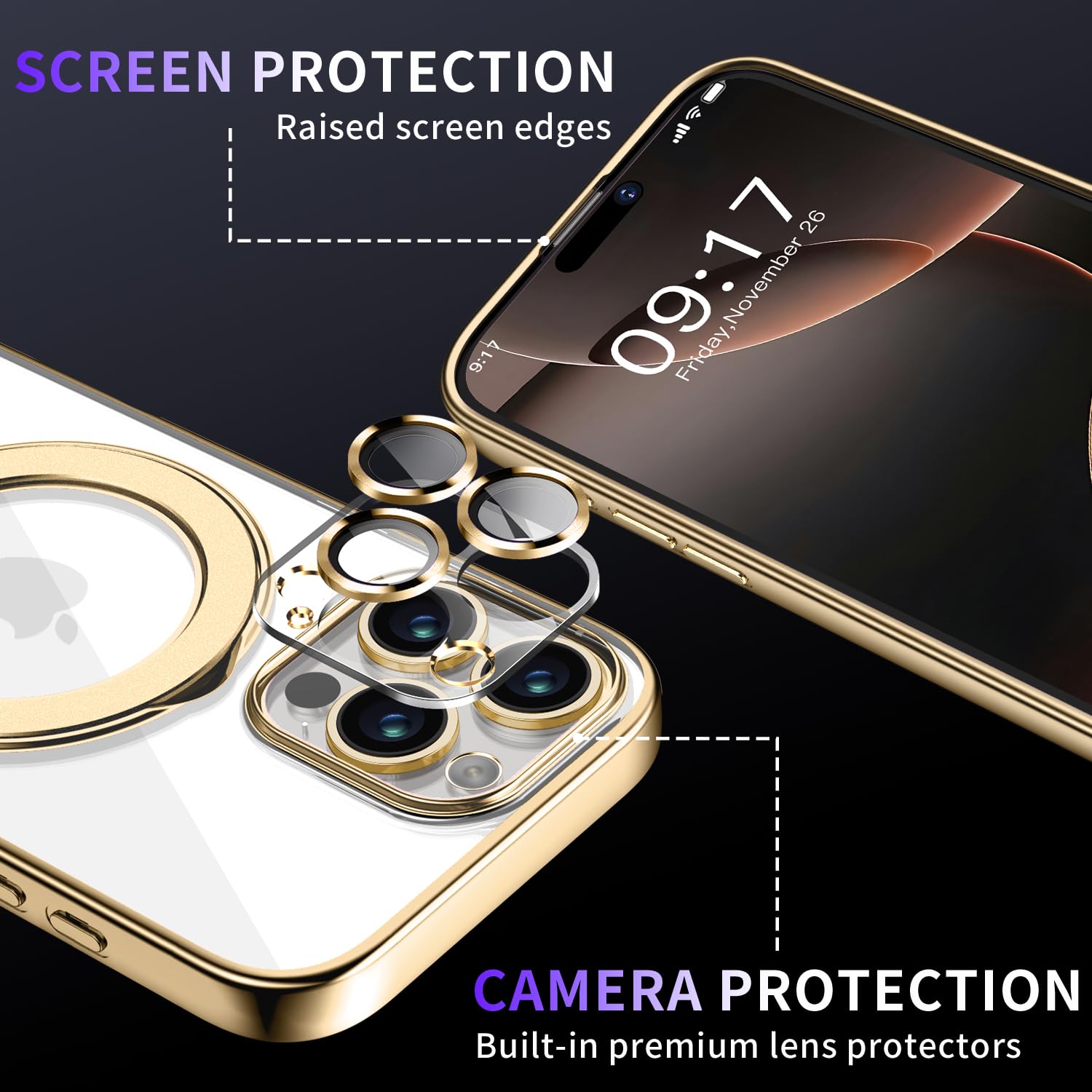 Magnetic For Iphone 16 Pro Max Case With Invisible Stand[Compatible With Magsafe][Full Camera Lens Protector][Military Drop Prot