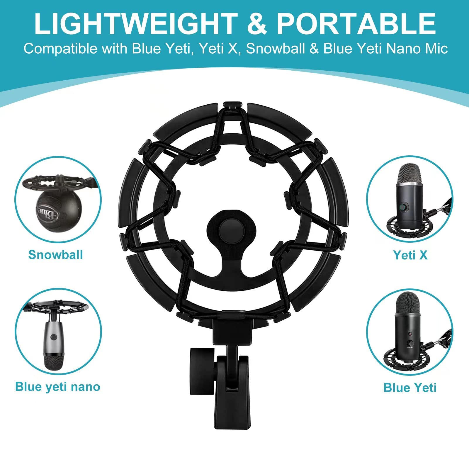 Blue Yeti Shock Mount Anti Vibration Matching Boom Arm Stand Compatible W/Blue Yeti, Yeti X, Snowball & Blue Yeti Nano Mic (Blac