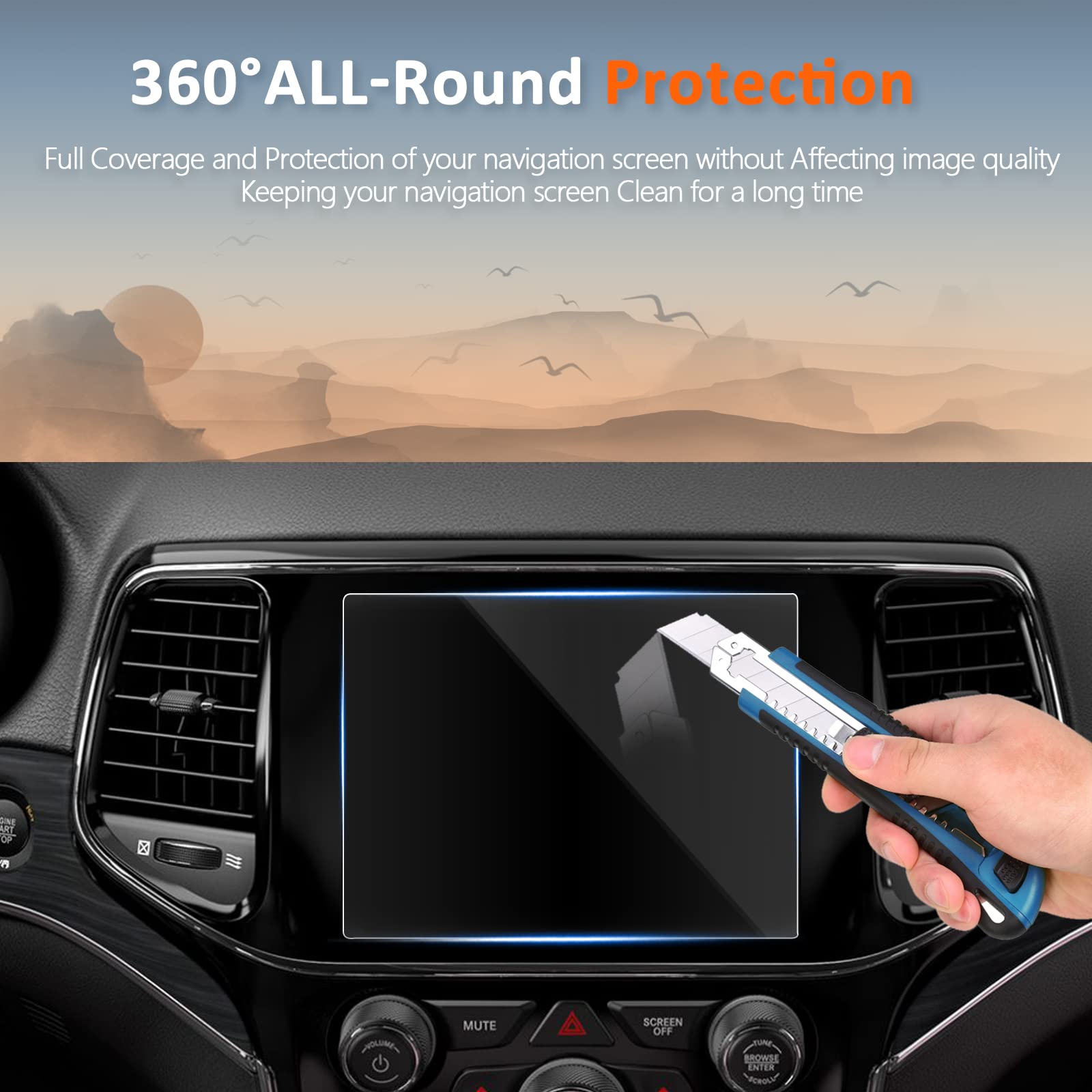 Cdefg Tempered Glass Screen Protector For 2023 2022 2021 2020 2019 Jeep Grand Cherokee L /2022 Compass 8.4 Inch Touch Screen Infotainment, Navigation Radio Information Display Protective Screen Film