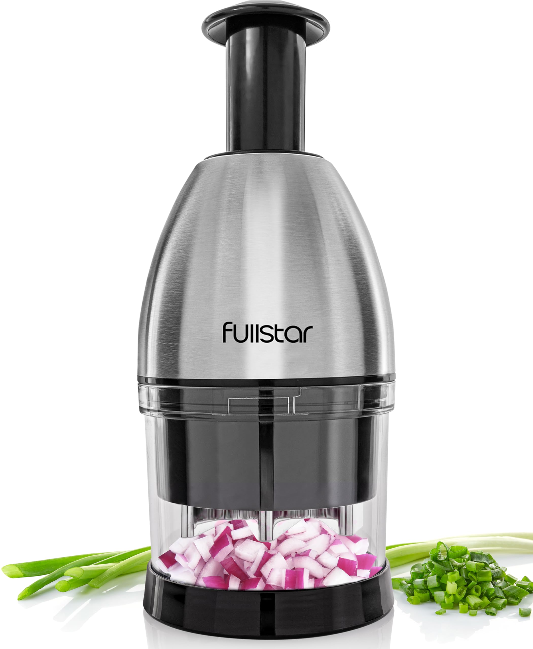 Fullstar Onion Chopper Hand Chopper For Vegetables   Stainless Steel Nut Chopper Manual Hand Food Chopper Handheld Food Chopper