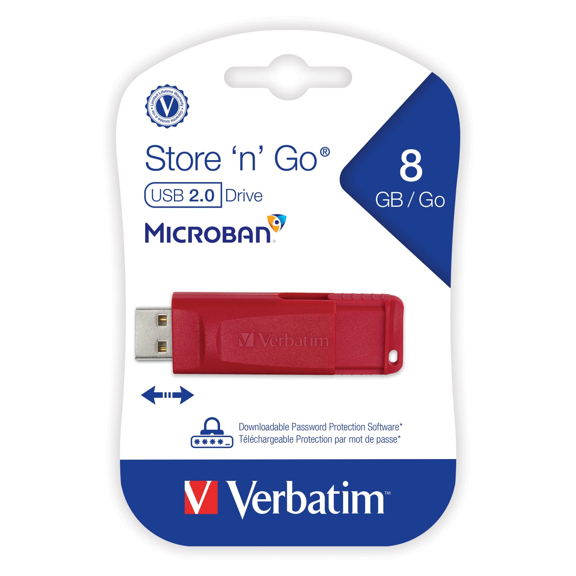 Verbatim 8Gb Store N Go Usb Flash Drive   Pc / Mac Compatible   Red