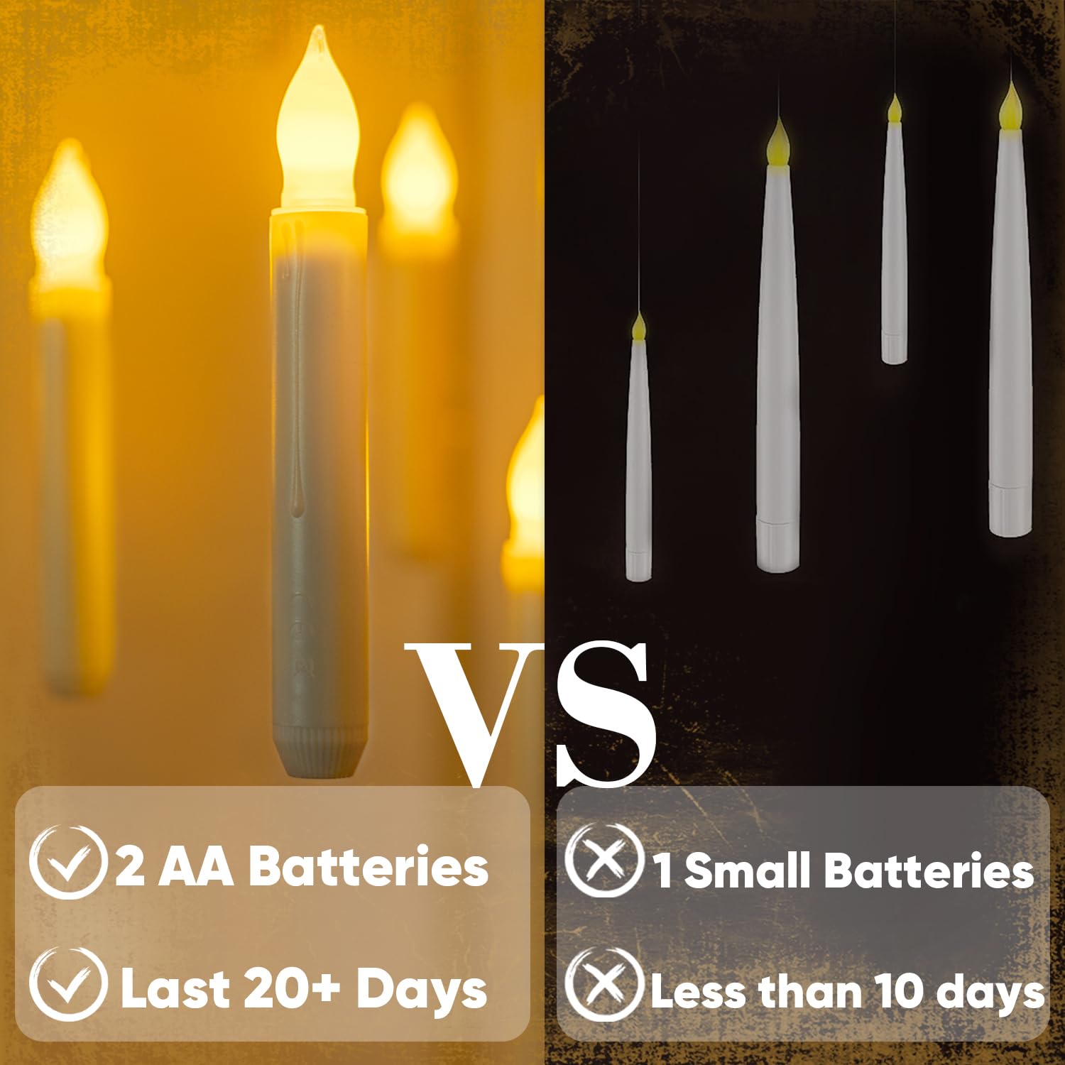 Homemory Hanging Floating Candles With Wand Remote And String, 12 Pcs Flying Flameless Led Taper Candles Warm White Light, Batte