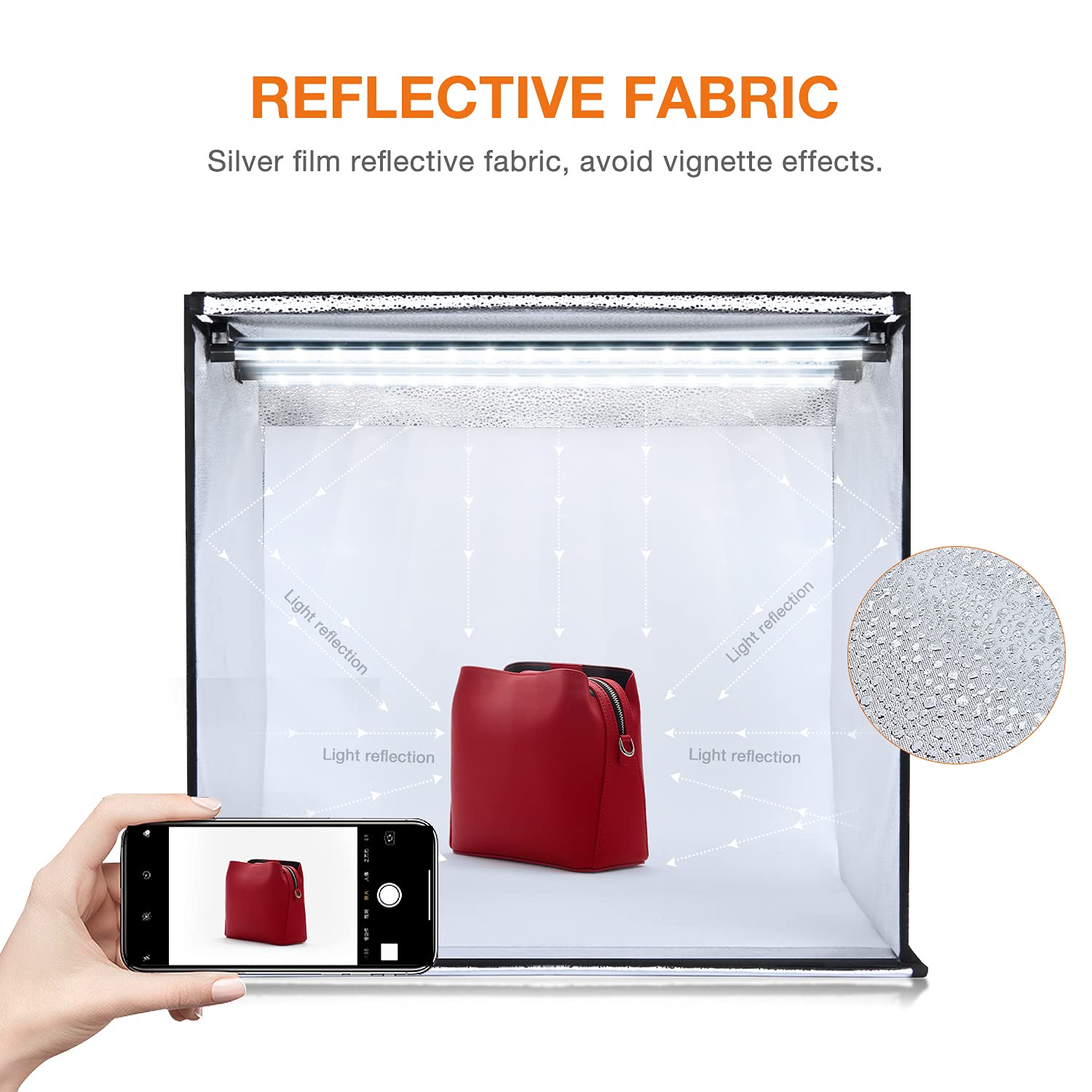 Yesker Photo Light Box, 20X20X20 Inch Portable Lighting Tent Kit Brightness Adjustable Studio Photography Booth With 98 Large Le