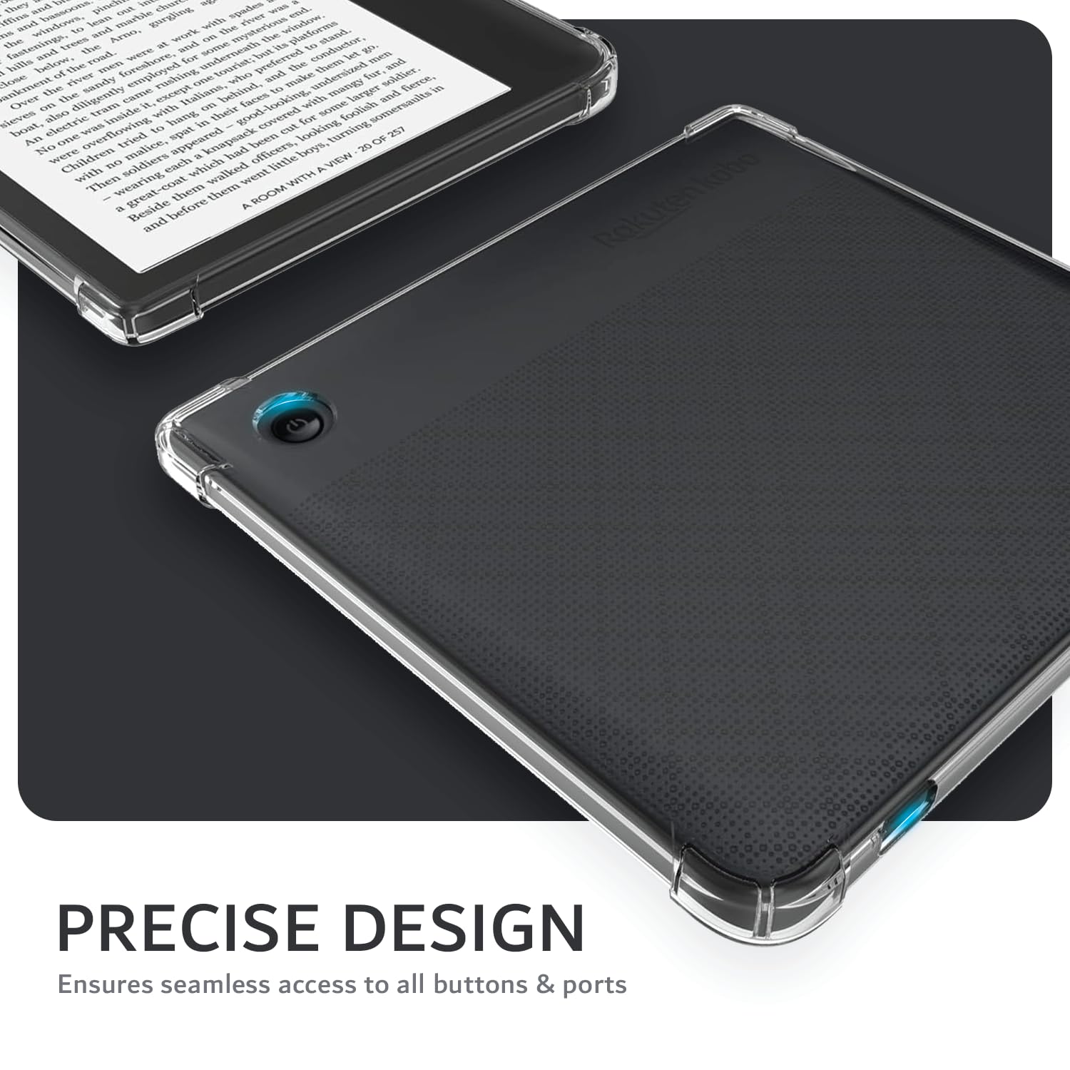 Jkase Clear Tpu Compatible With Kobo Libra 2 Case (7') 2021, Shockproof Slim Lightweight Soft Silicone Grip Flexible Back Cover Transparent