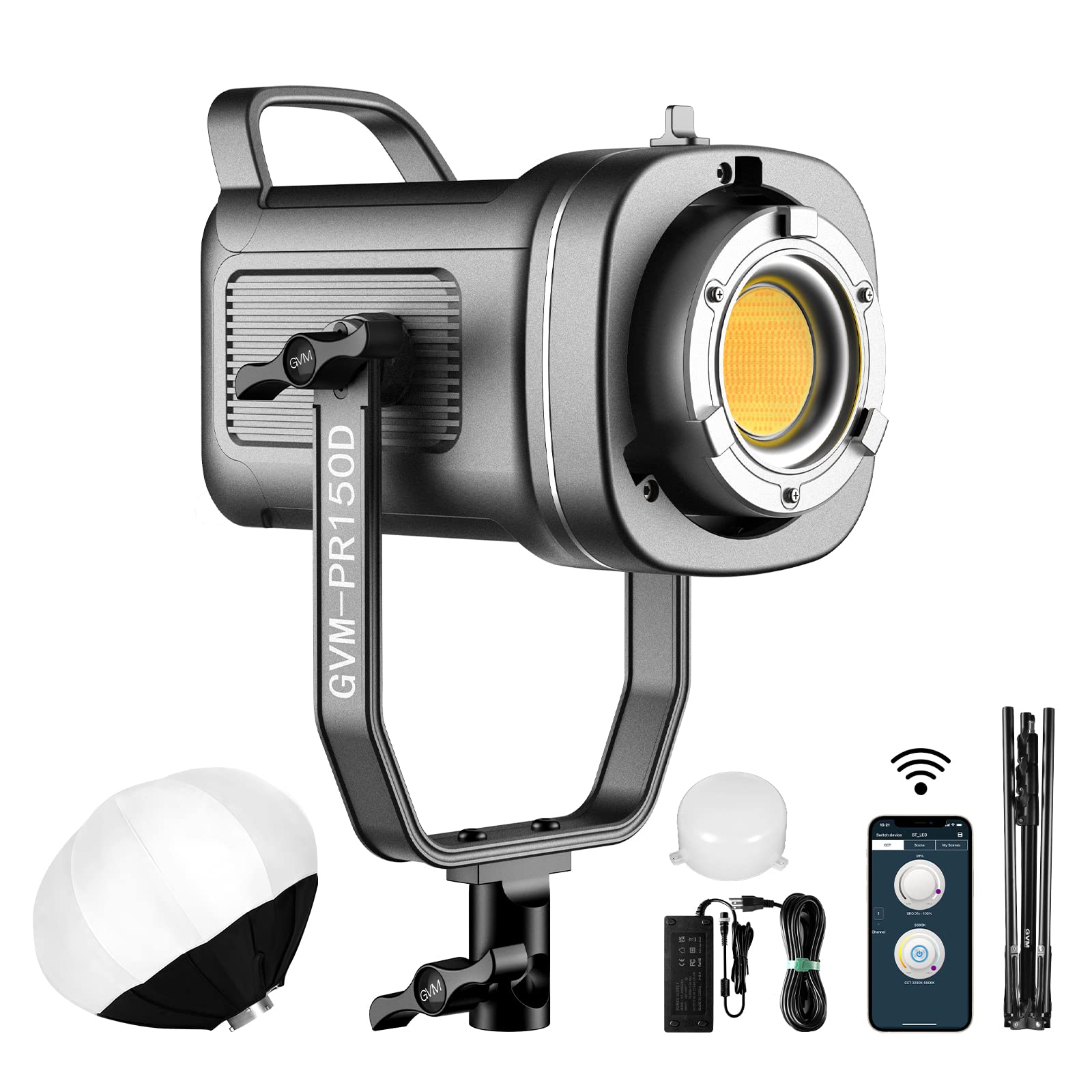 Gvm 150W Led Video Light 2700K~7500K Video Light Photography Studio Light Kit With Lantern Softbox & Stand, Cri97+Tlci97 With 8