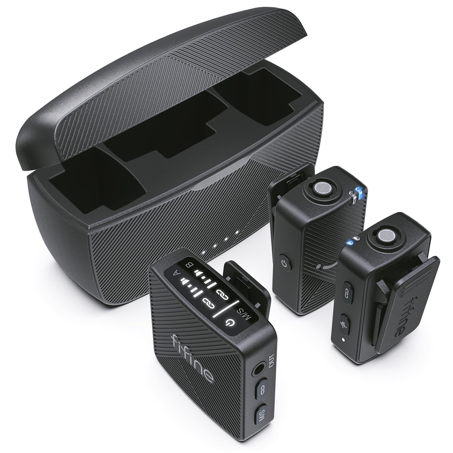 Fifine Wireless Lavalier Microphone For Iphone/Android/Camera, 2 Pack Cordless Lapel Mic System For Vlog Recording Video Youtube