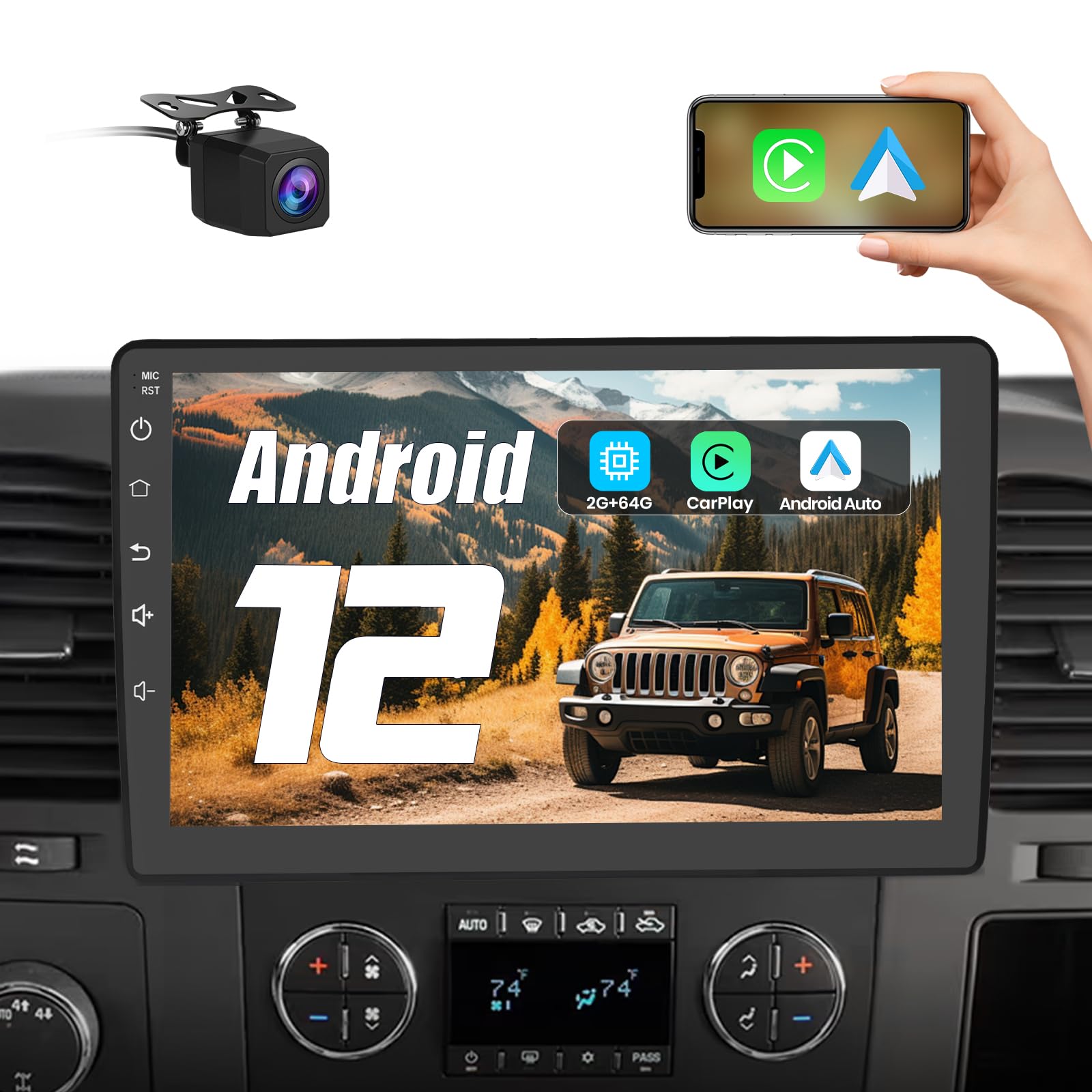 2+64Gb Car Radio Stereo For Chevy Chevrolet Silverado Tahoe Equinox Gmc Sierra Yukon Android 12 With Carplay Android Auto Blueto