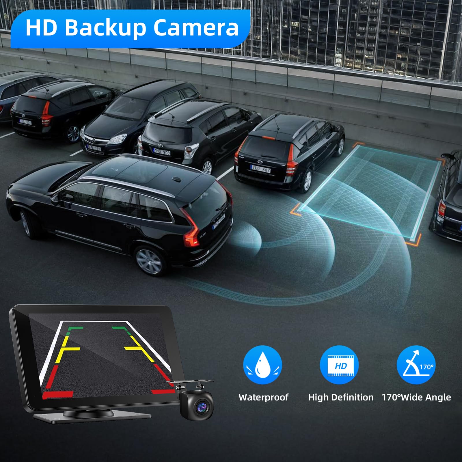 Vukarual Wireless Apple Carplay And Android Auto Screen For Car, 7'' Hd Portable Touch Screen Car Stereo With Bluetooth, Backup