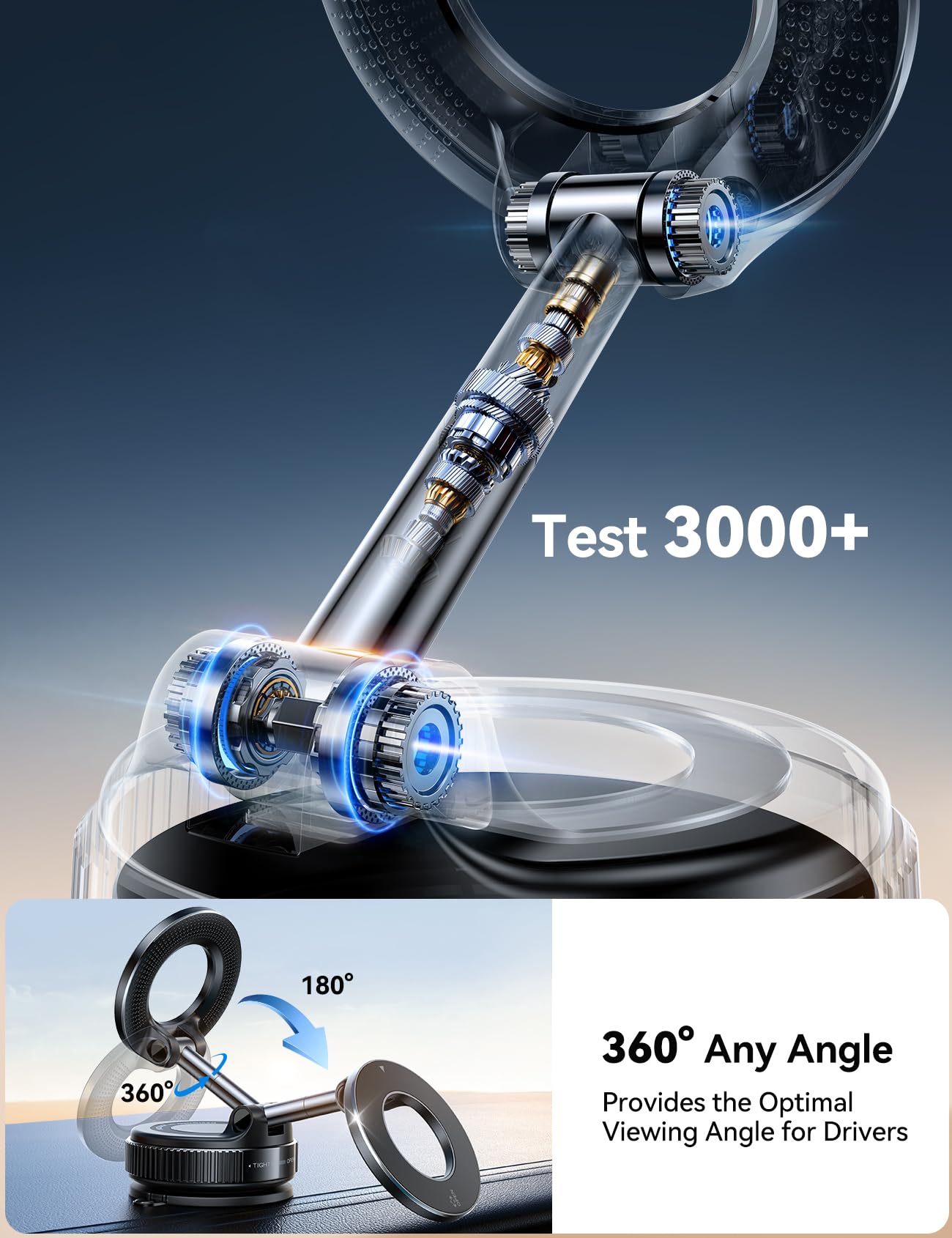 Joyroom Vacuum Magnetic Car Phone Holder, Strongest Suction Cup 360 Adjustable Magsafe Car Phone Mount, Foldable Cell Phone Hold