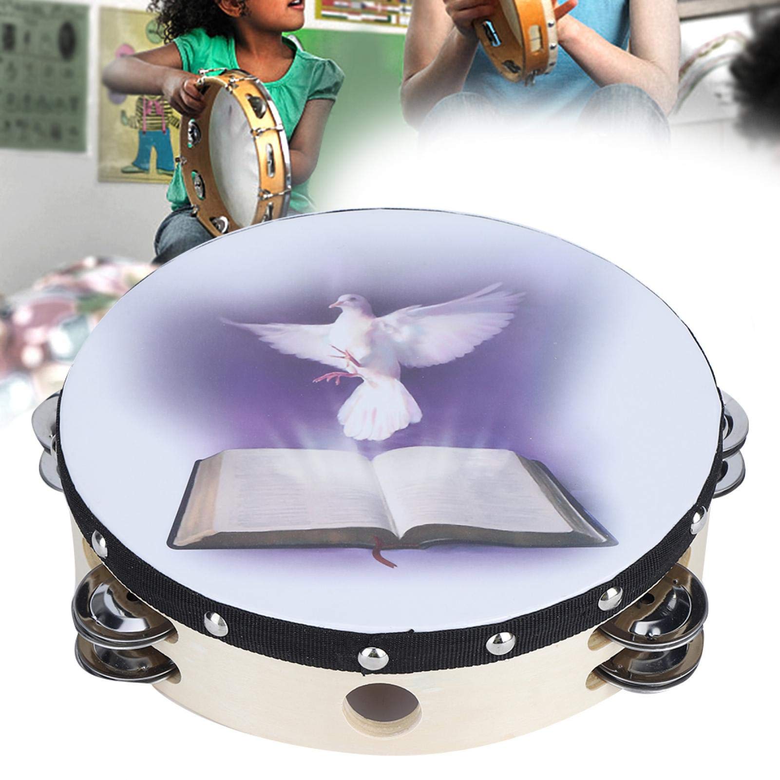 Ubersweet Lightweight Compact Durable Double Row Metal Tambourine, Handheld Percussion, for Dance Concert Festival Party(25CM) |