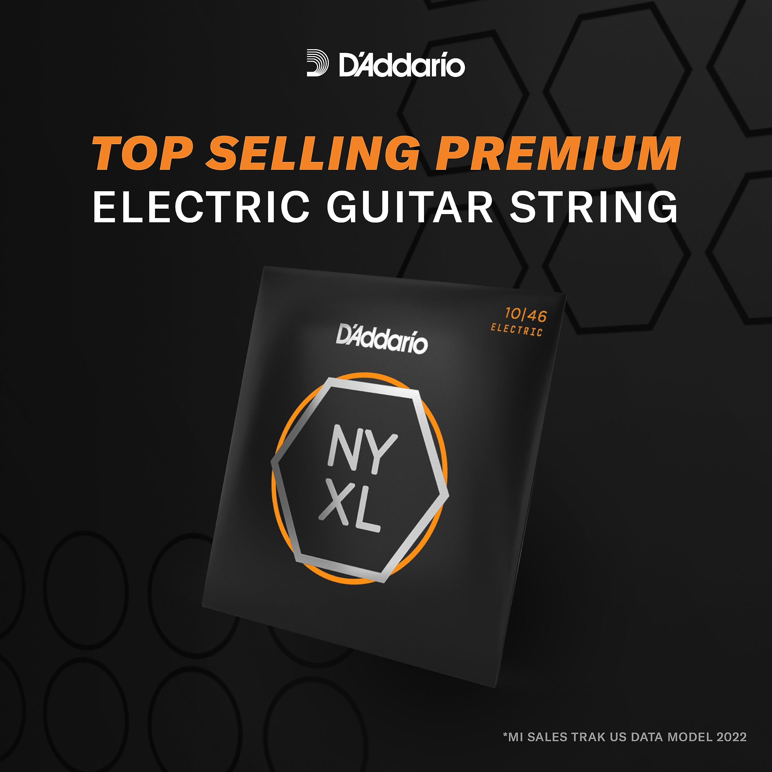 Daddario Electric Guitar Strings, Nyxl Nickel Plated, Nyxl1046-B25, Regular Light Gauge 10-46, 6-String Set, Pack Of 25