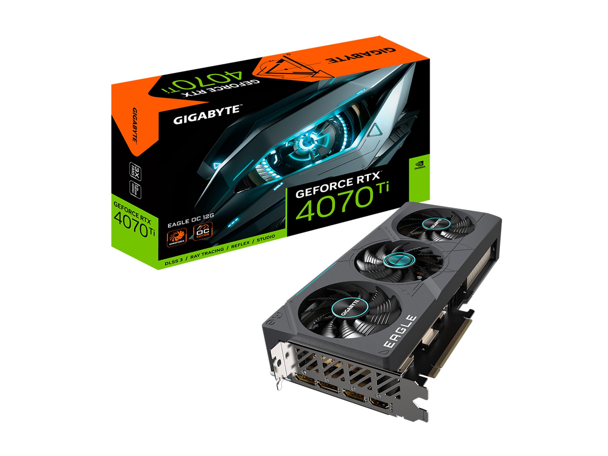 GIGABYTE GeForce RTX 4070 Ti Eagle OC 12G (rev. 2.0) Graphics Card, 3X WINDFORCE Fans, 12GB 192-bit GDDR6X, GV-N407TEAGLE OC-12G
