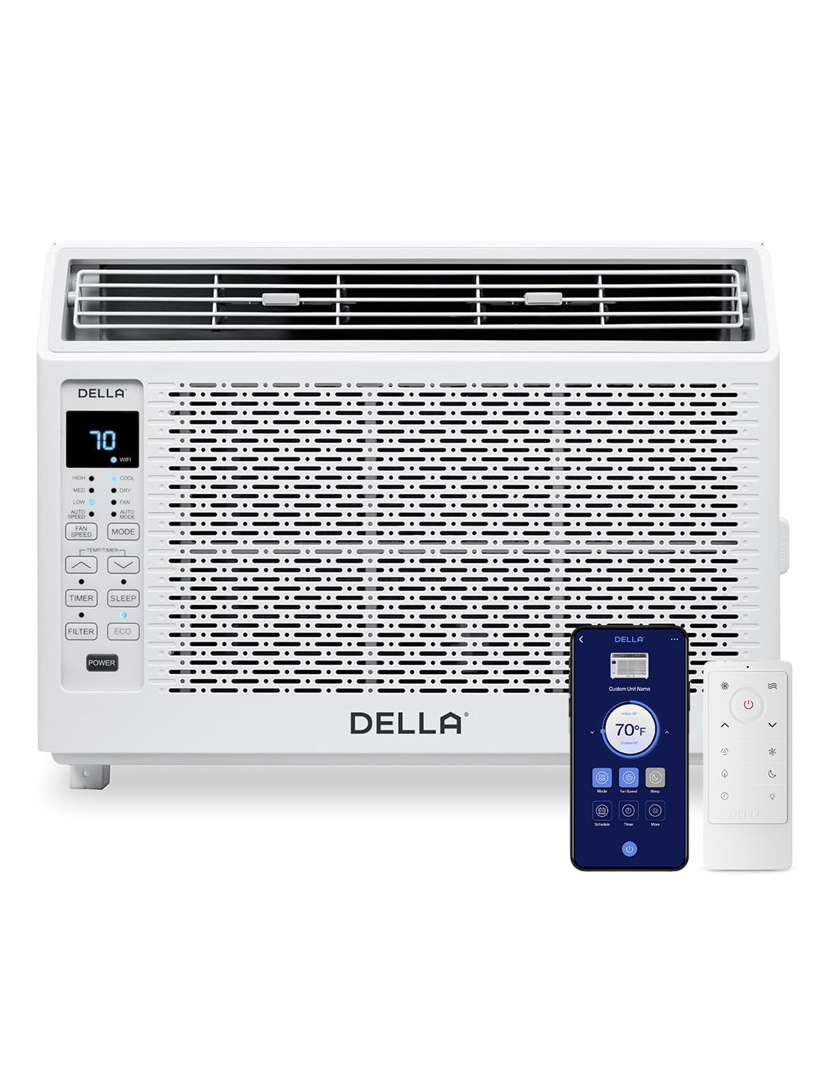 DELLA 6000 BTU Energy Saving Window Air Conditioner, Cools Up to 250 Sq. Ft, Work with Alexa, GEO Location, AC Unit with WIFI Sm