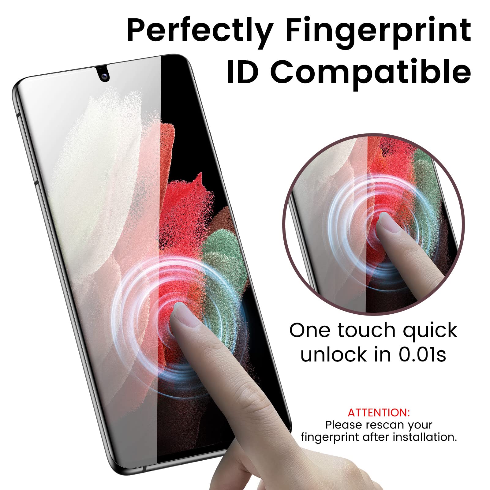 Mohave 2 Pack [Auto Alignment/Dust Removal] Screen Protector For Samsung Galaxy S21 Ultra 5G 6.8?, 3D Curved Hd Clear Film, 7H H