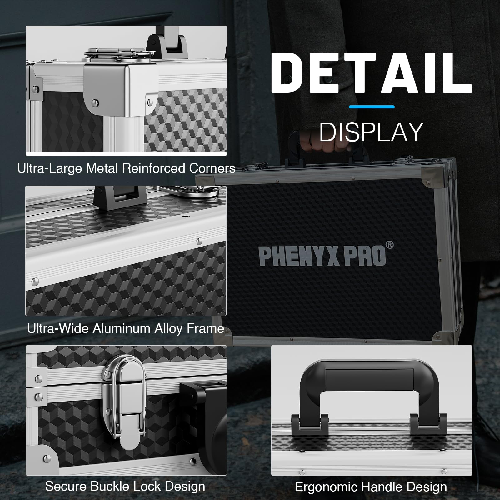 Phenyx Pro Medium Size Carrying Case, Customizable Pre Diced Foam, Aluminum Alloy Sturdy Build, Suitable For Wireless Mic System
