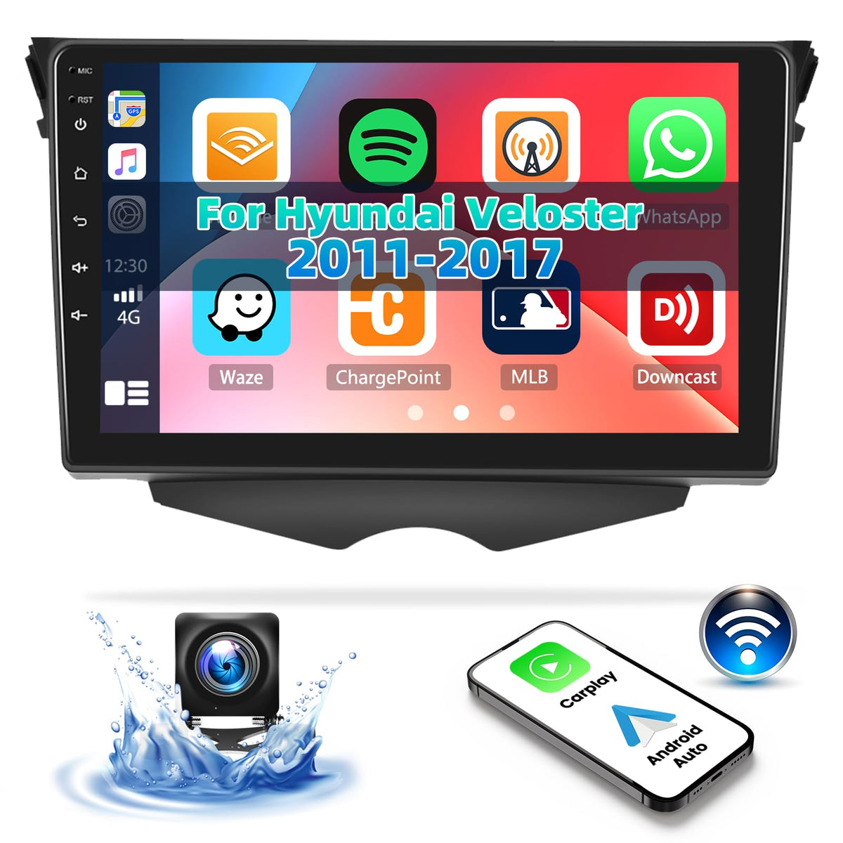 Camecho Radio For Hyundai Veloster 2011 2017, Android 13 Car Stereo With Wireless Carplay Android Auto, 9'' Touch Screen Car Rad