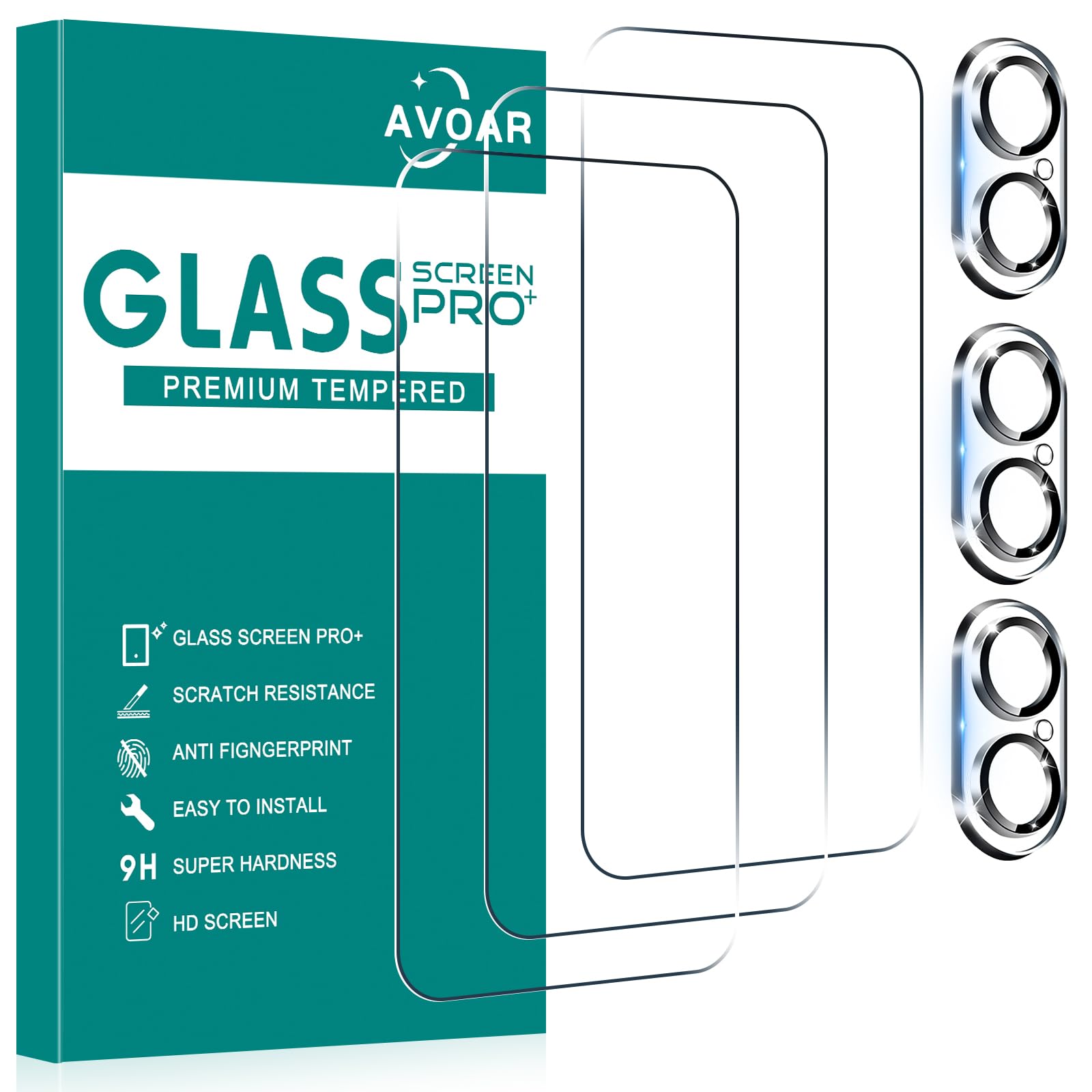 Avoar [3+3 Pack Glass Screen Protector For Iphone 16 Plus With Camera Lens Protector, 6.7 Inch Hd Clear Tempered Glass Film For