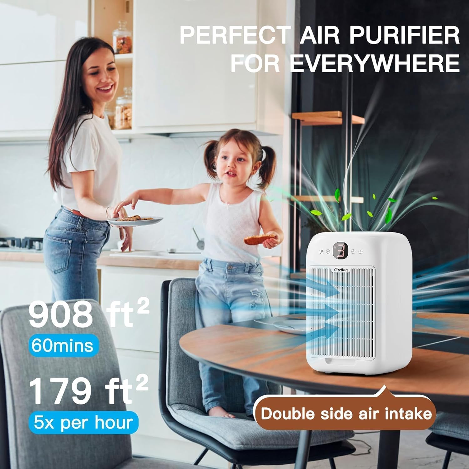 Aircillin Air Purifiers For Home Bedroom Up To 908 Sq Ft, Air Purifiers With Hepa Filter Aromatherapy,Turbo Boost Button, Sleep