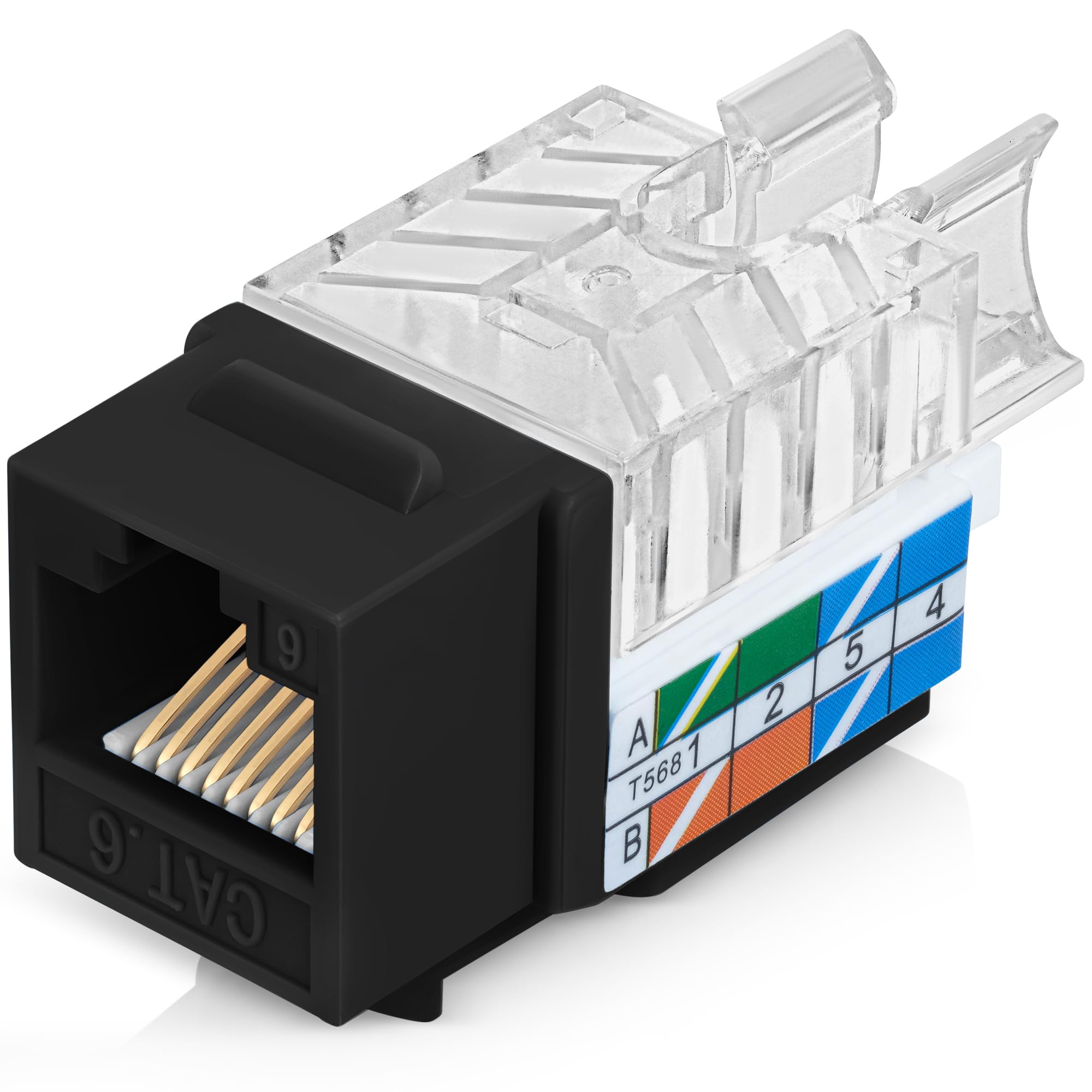 Everest Media Solutions 45 Angled Cat6 Keystone Jack In Black   Slim Profile Rj45 Ethernet Connector   Compatible With 45 Angled