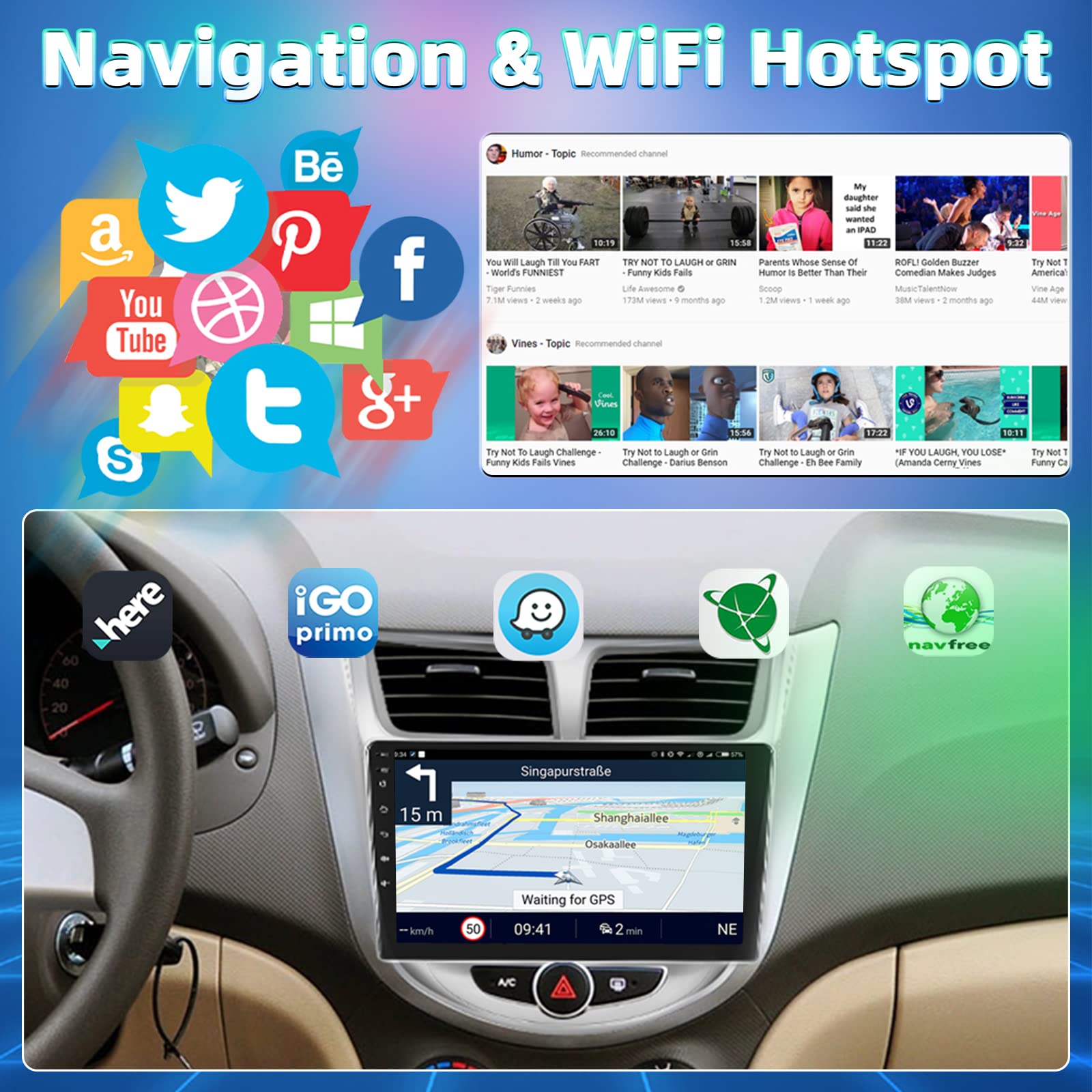 Roinvou 2+64G Android 13 Carplay Stereo For 2010 2016 Hyundai Verna Accent Solaris, Wireless Carplay Radio With Android Auto, 9'