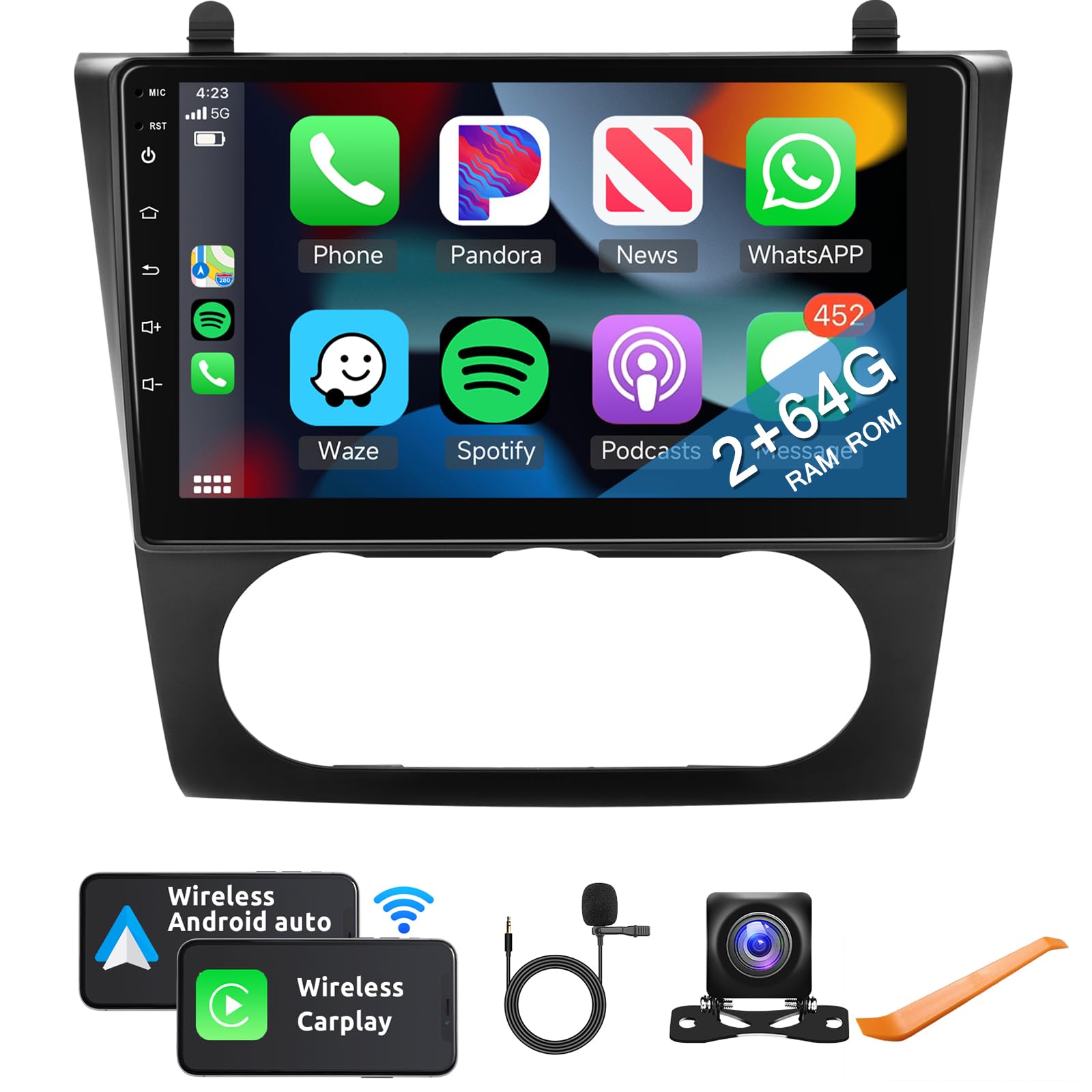 2G+64G Car Radio Stereo For Nissan Altima 2008 2012 With Wireless Carplay Android Auto, 9 Inch Android 13 Touch Screen Hifi Audi
