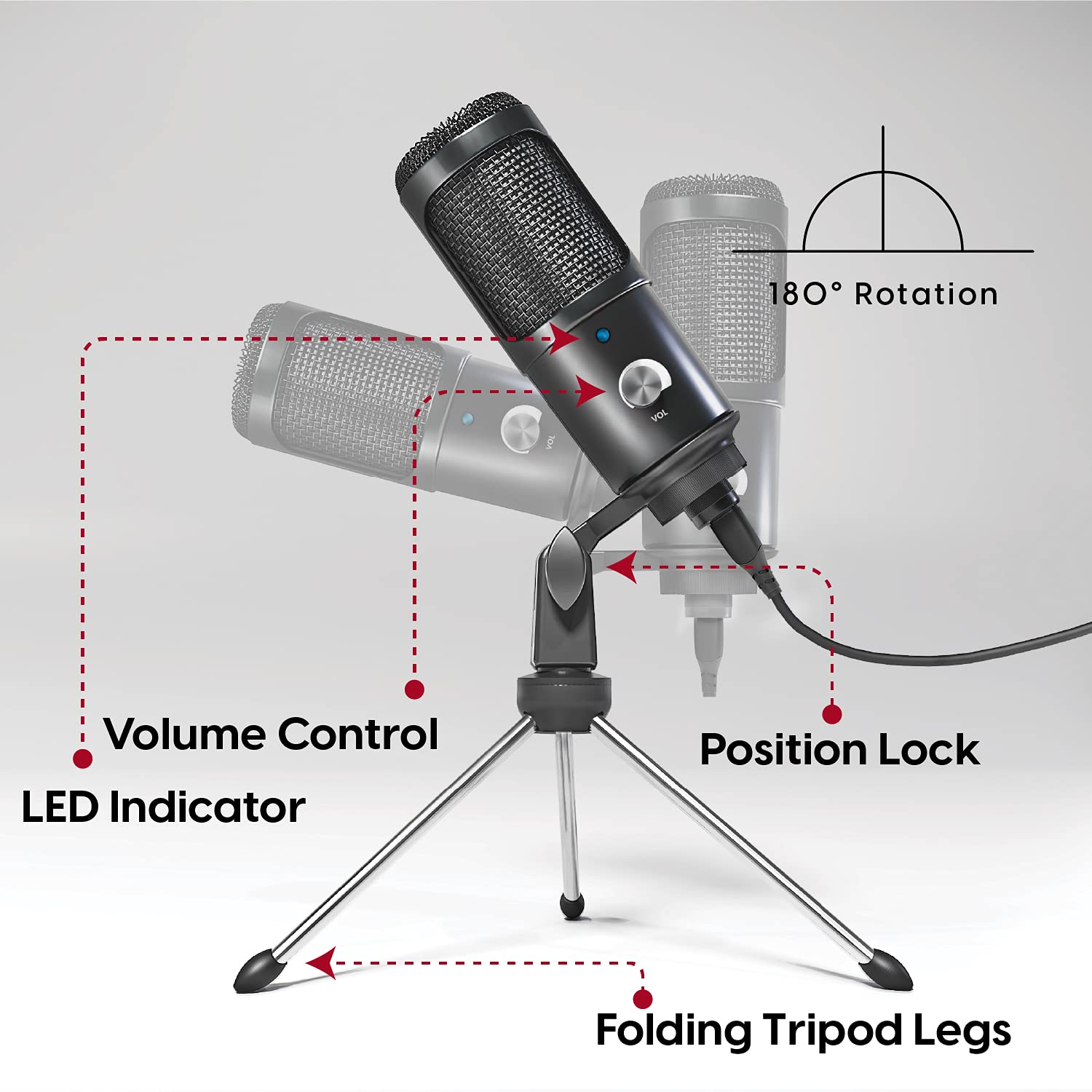 Talkworks Usb Microphone With Tripod   External Microphone For Computer   Gaming, Streaming, Meetings, Podcasts, Recording And M