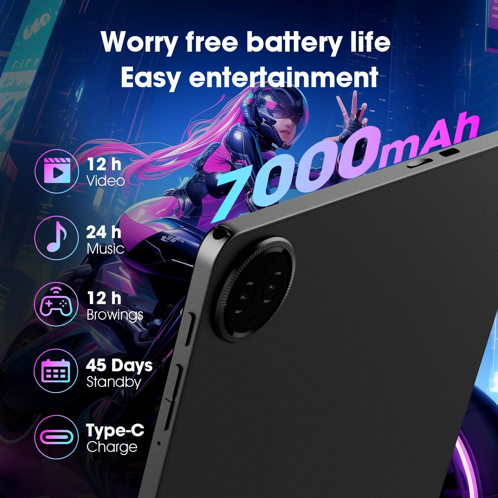 2025 Android 14 New Tablet 11 Inch Tablets For Adults And Kids,Mediatek Octa-Core Hd Isp Display Gray Android Gaming Tablet 12Gb