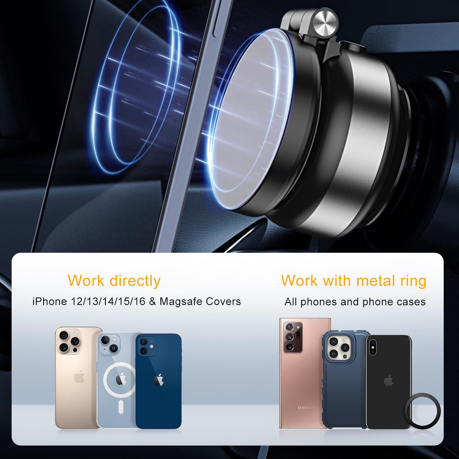 Jkoailiwi Electric Suction Cup Phone Mount, Foldable Magnetic Suction Car Mount, Hands-Free Vacuum Phone Holder For Shower/Car/M