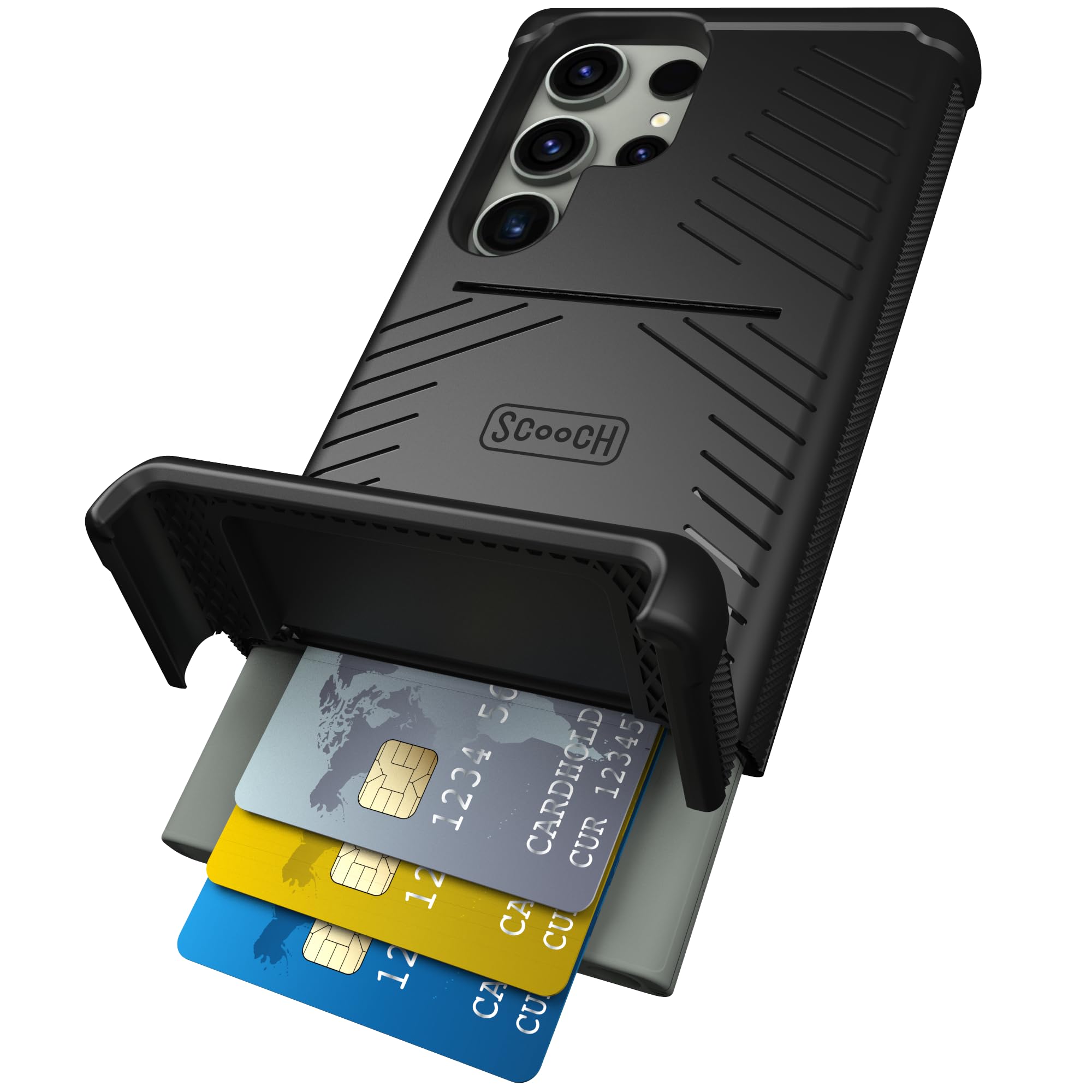 Scooch for Samsung Galaxy S23 Ultra Case with Card Holder [Wingmate] Hidden Card Slot and RFID Protection, Holds up to 4 Cards, 