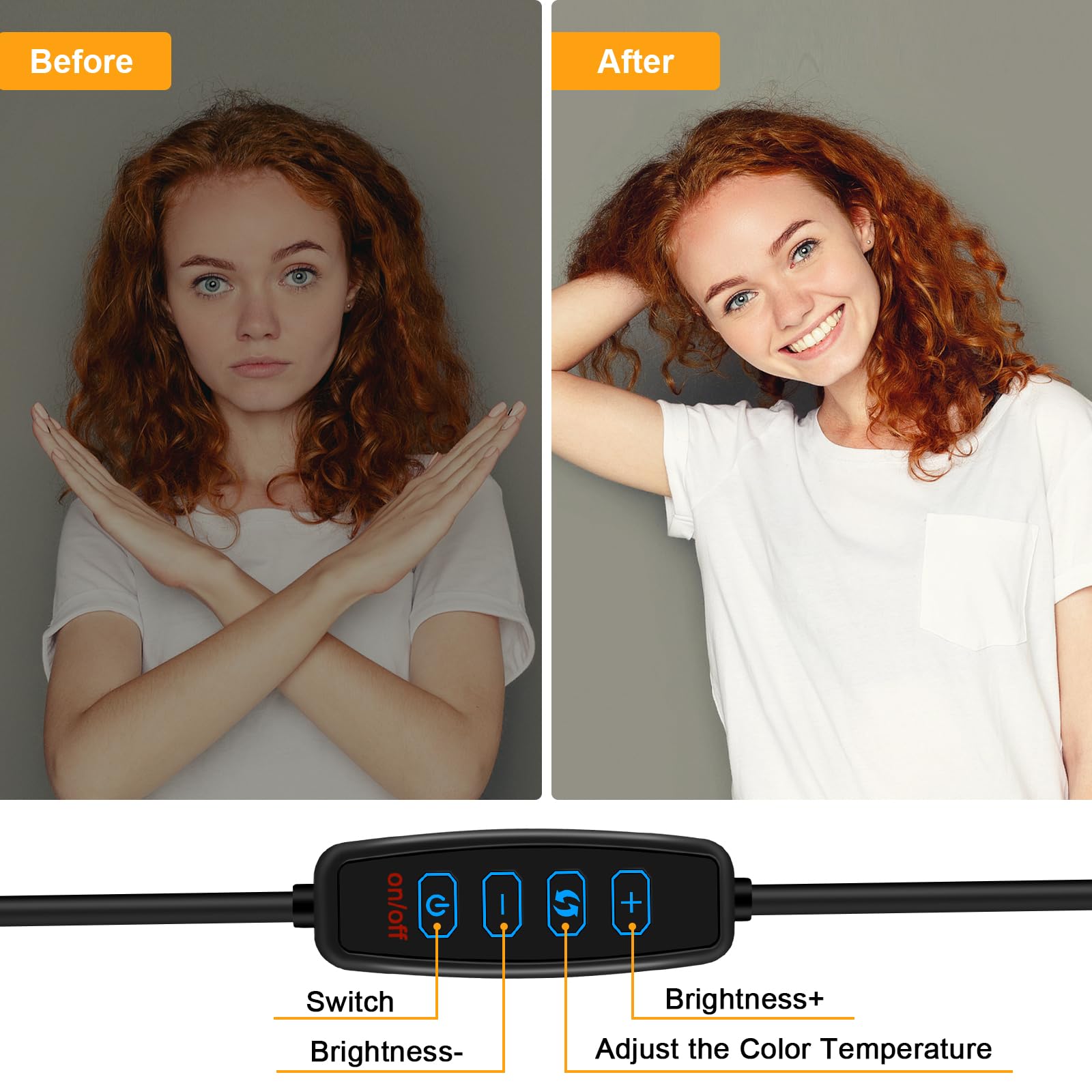 Yeenhoopy Video Conference Lighting   Webcam Light For Streaming, 3 Color Adjustable Light & Anti Blue Light, Led Monitor Laptop