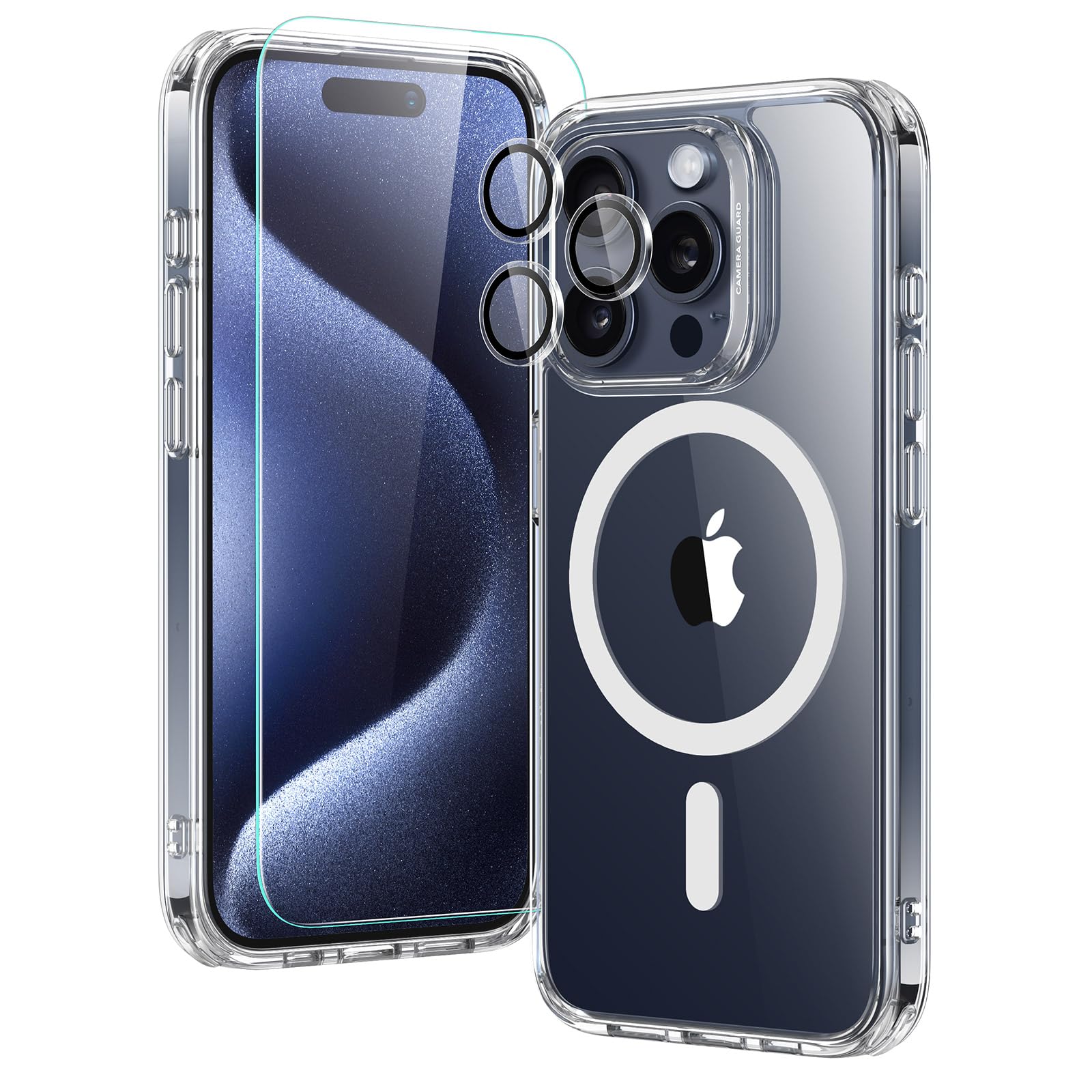 Esr For Iphone 15 Pro Max Case Set, 1 Tempered Glass Screen Protector, 1 Set Of Lens Protectors, Military Grade Protection, Yell